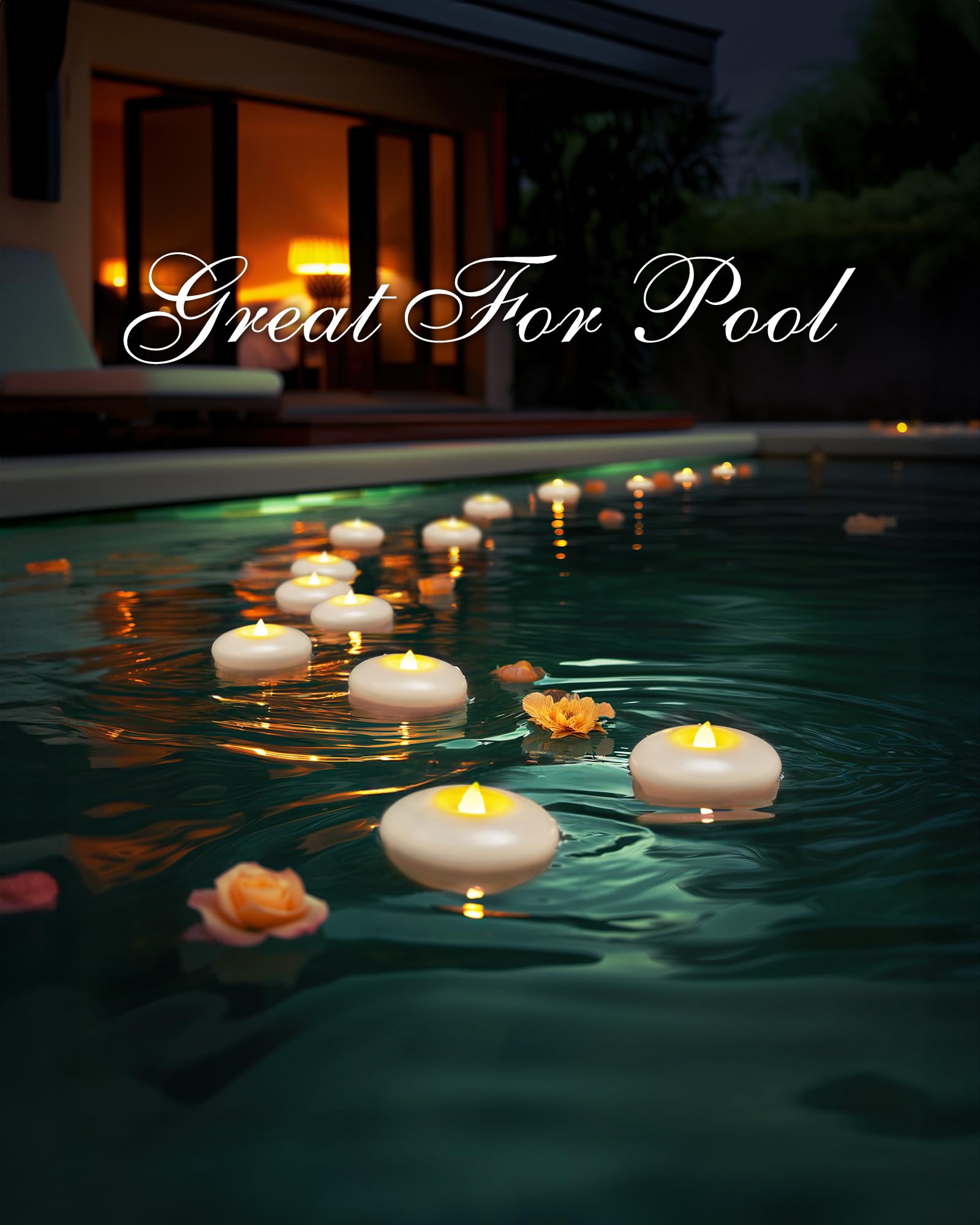 Homemory 24 Pack 3” Flameless Led Floating Candles, 200 Hour White Battery Operate Waterproof Tealights for Cylinder Vases, Centerpieces at Wedding Decor, Party, Pool