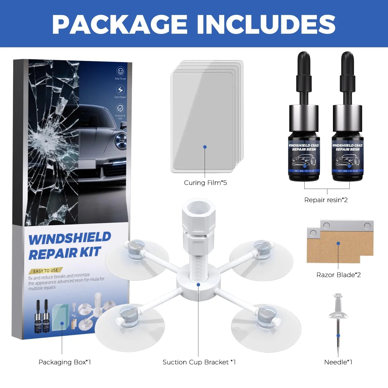 NASILOOP Windshield Repair kit, Windshield Crack Repair Resin Kit