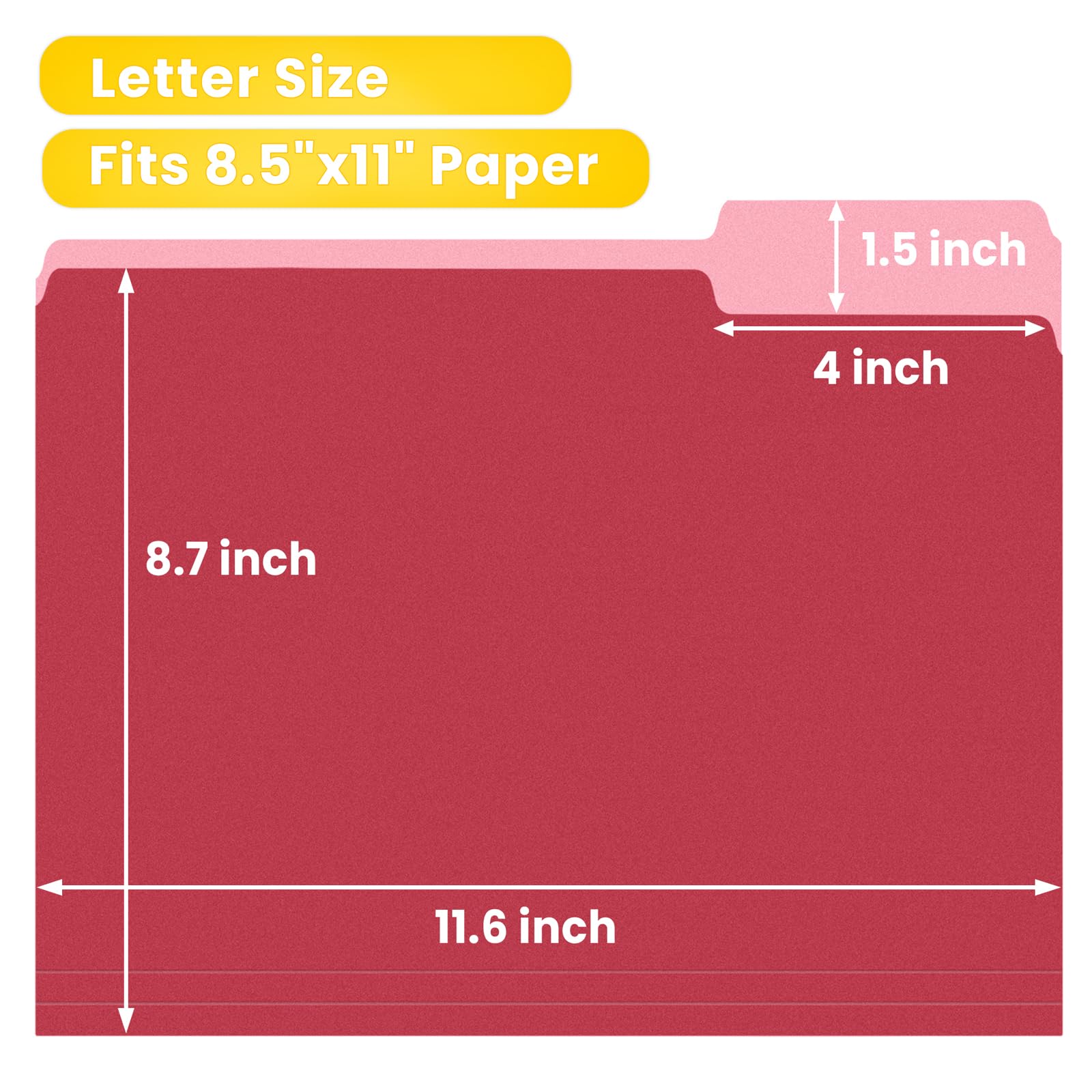 SUNEE File Folders, 18 Pack Manilla Folders 8.5 x 11, Colored Folder Office Organization Home School Folders for Documents Files Paper,6 Assorted Colors