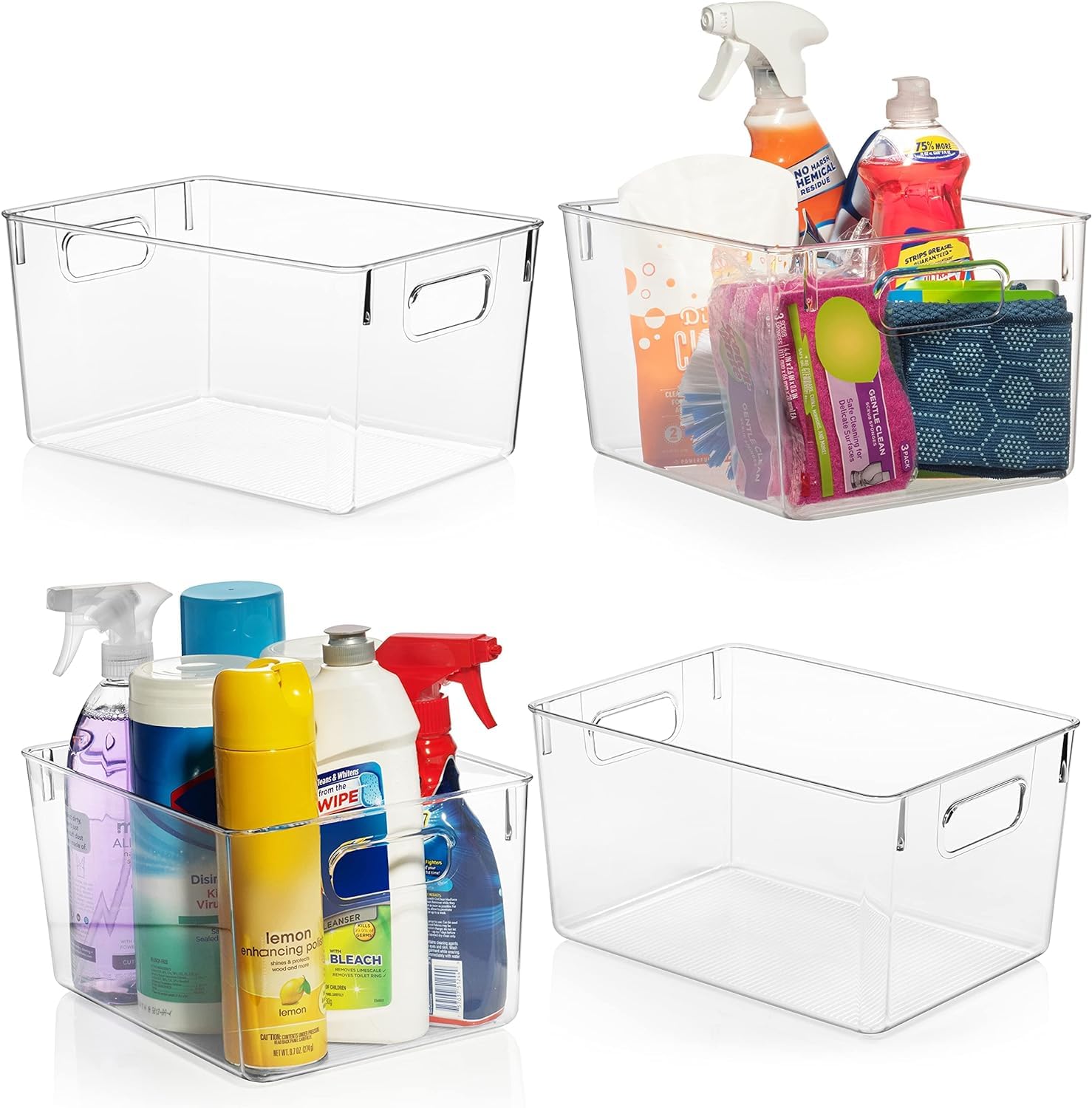 ClearSpace Clear Plastic Storage Bins - Pantry Organizers & Storage Containers, Cabinet Organizer - Home Organization Must Haves for Kitchen, Laundry Room, Office, Closet, Garage & Freezer