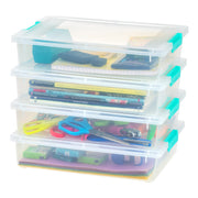 IRIS USA 6 Qt. Plastic Storage Bins Containers with Lids, 4 Pack, Small Sensory Bin, Craft Storage, Craft Organizers & Storage, Organizing Container for Home, Office & Art Supplies, Stackable, Clear
