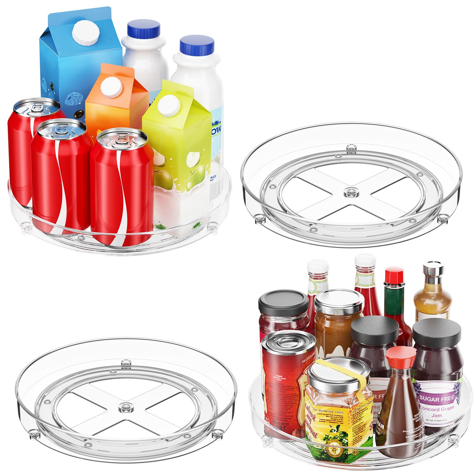 Optish 2 Pack Lazy Susan Organizer, 9.5 Inch Lazy Susan Turntable for Cabinet, Refrigerator Organizer for Pantry Organizers and Storage, Non-Skid Fridge Organizer