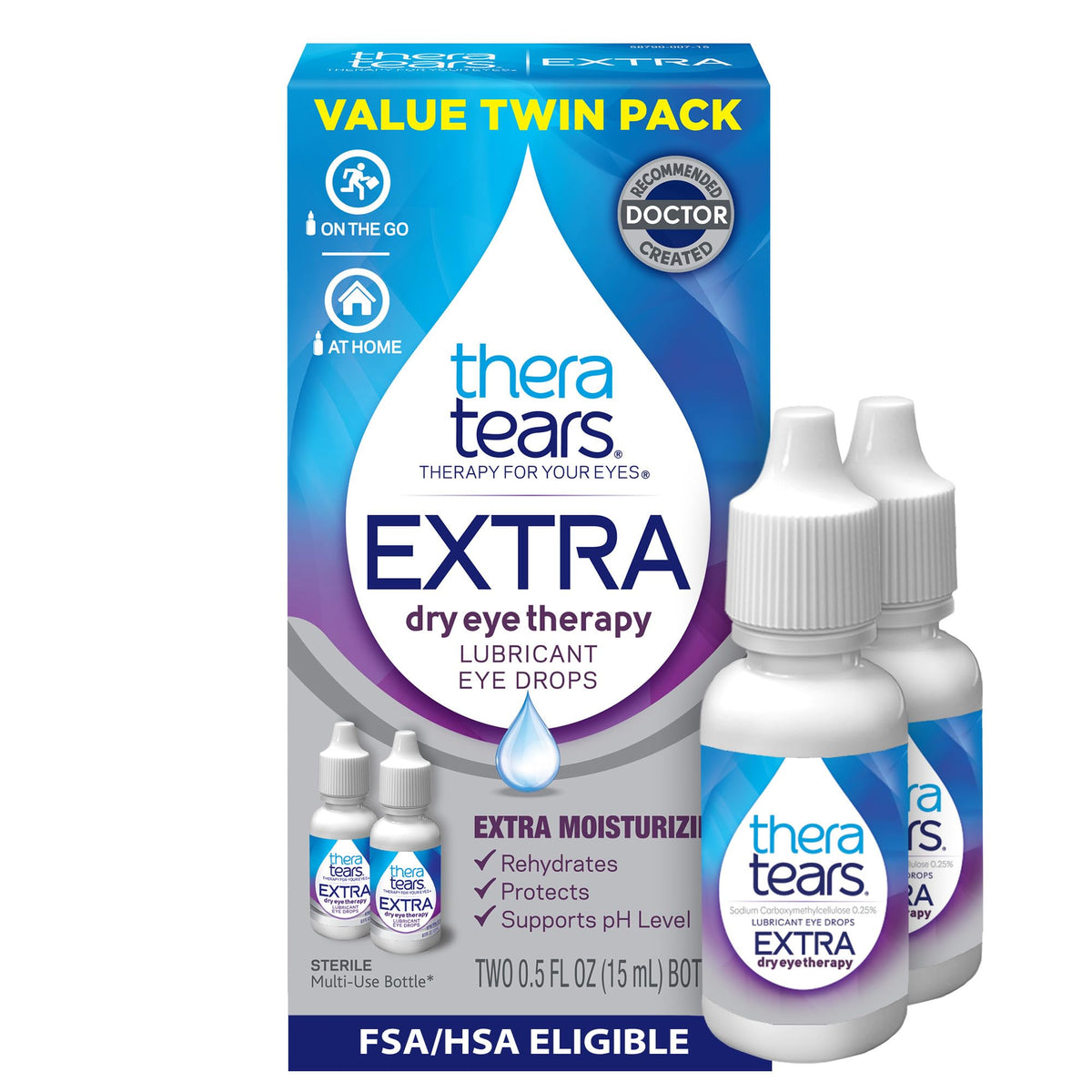 TheraTears Extra Dry Eye Drops, Twin Pack, 2 Bottles x 0.5 fl oz (Pack of 1)