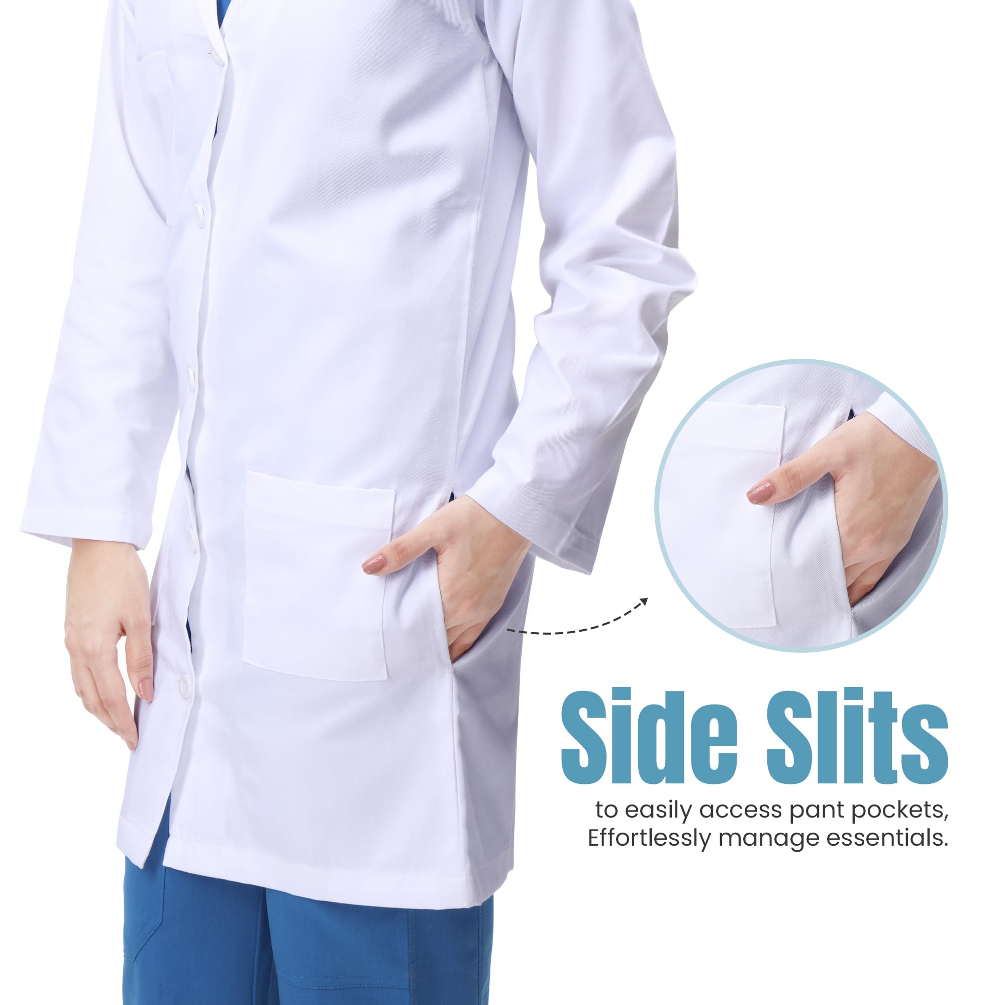 NY Threads Professional Lab Coat for Women, Long Sleeve Medical Coat 1 Pack, Small, White