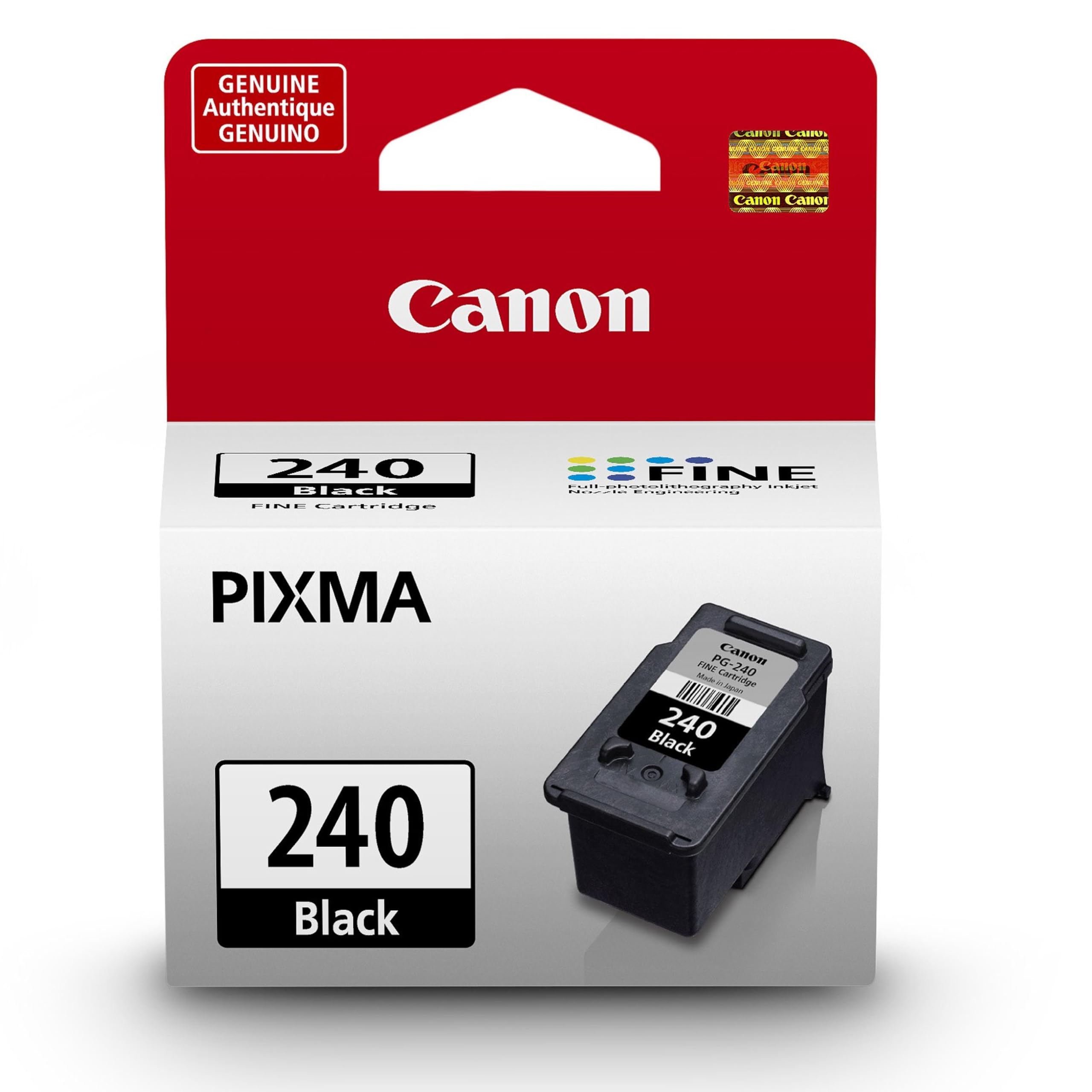 خرطوشة حبر كانون PG-240 سوداء أصلية، متوافقة مع MG2120/3120/4120، MX512/432/472/372/392/522/532/452، MG2220/3220/4220/3520/3620، TS5120