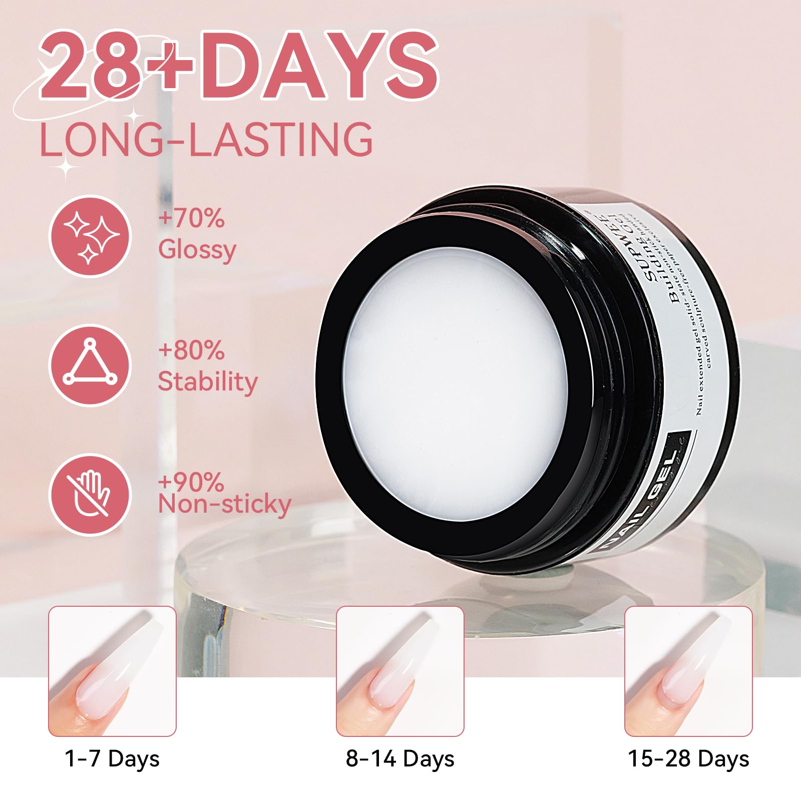 SUPWEE 3D Nail Art Gel Clear and White Solid Builder Gel for Nails Non-Stick Hand Sculpture Hard Gels with Dual Form for Carving Patterns Decoration Nail Art Home Manicure DIY for Women