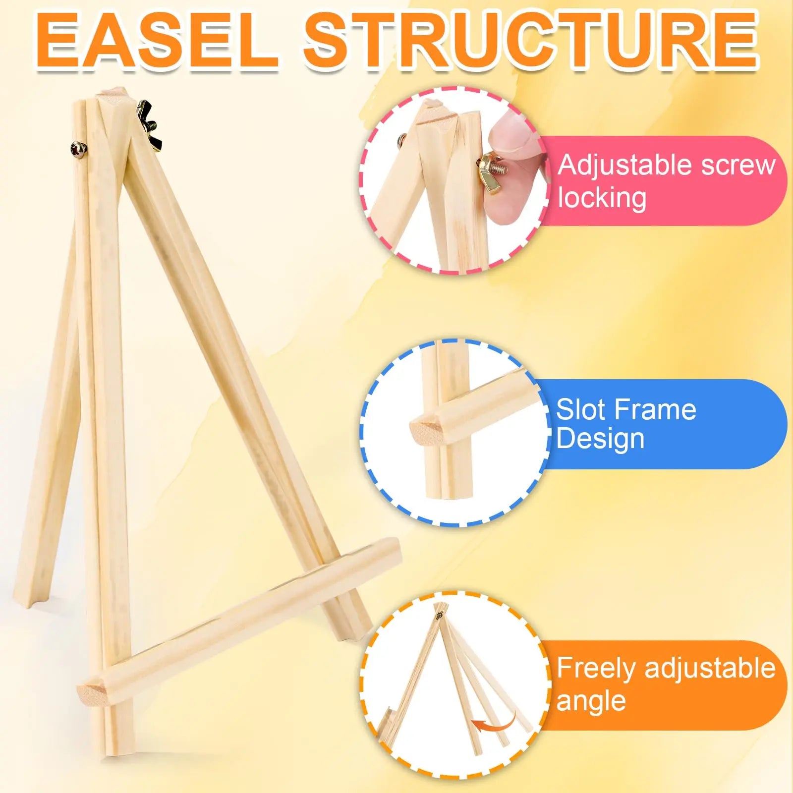 ESRICH 4 Pack 9 Inch Wood Easels - Tripod Painting Easels for Art & Crafts, Portable Canvas Holders