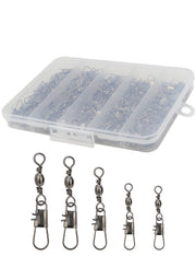 Beoccudo 210pcs Barrel Swivels with Snaps, Fishing Swivels Saltwater Freshwater Snap Connector