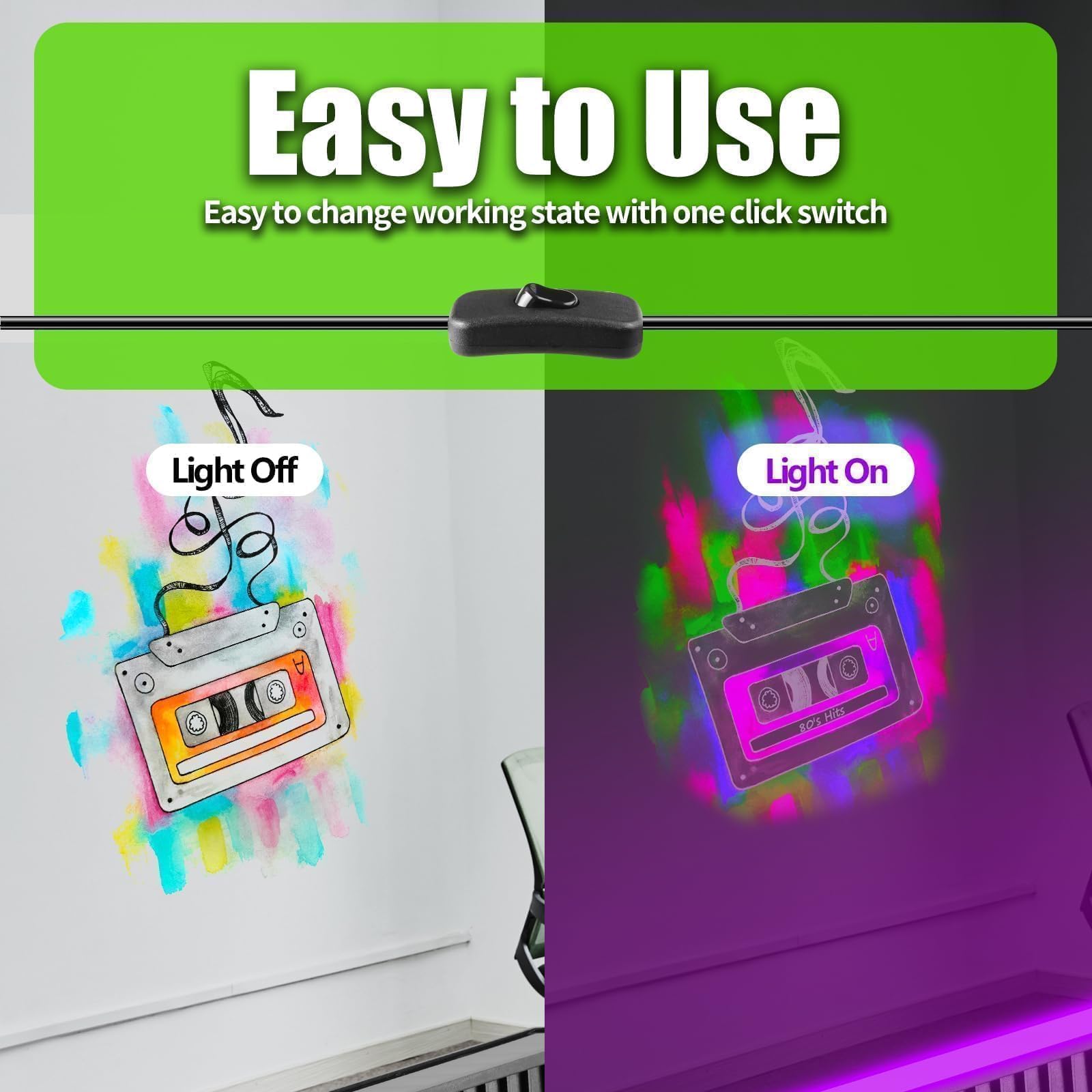 THECHAM 42W LED Black Light Bar, IP66 Waterproof Blacklight Bar with 6ft Cord+Plug+Switch, Black Lights for Glow Party, Fluorescent Poster, Body Paint, Birthday, Halloween, Bedroom, Classroom