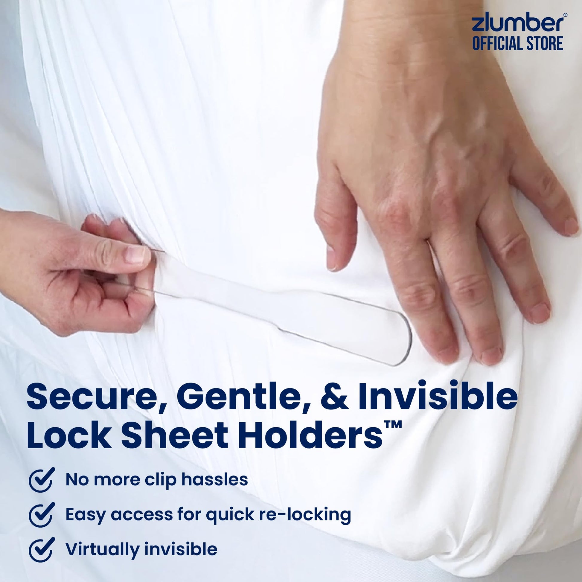 The Original USA Patented ZlumberLock – Secure Sheet Holder with Heavy-Duty Mattress Straps – No More Loose Bedding, Universal Fit, Easy One-Time Installation