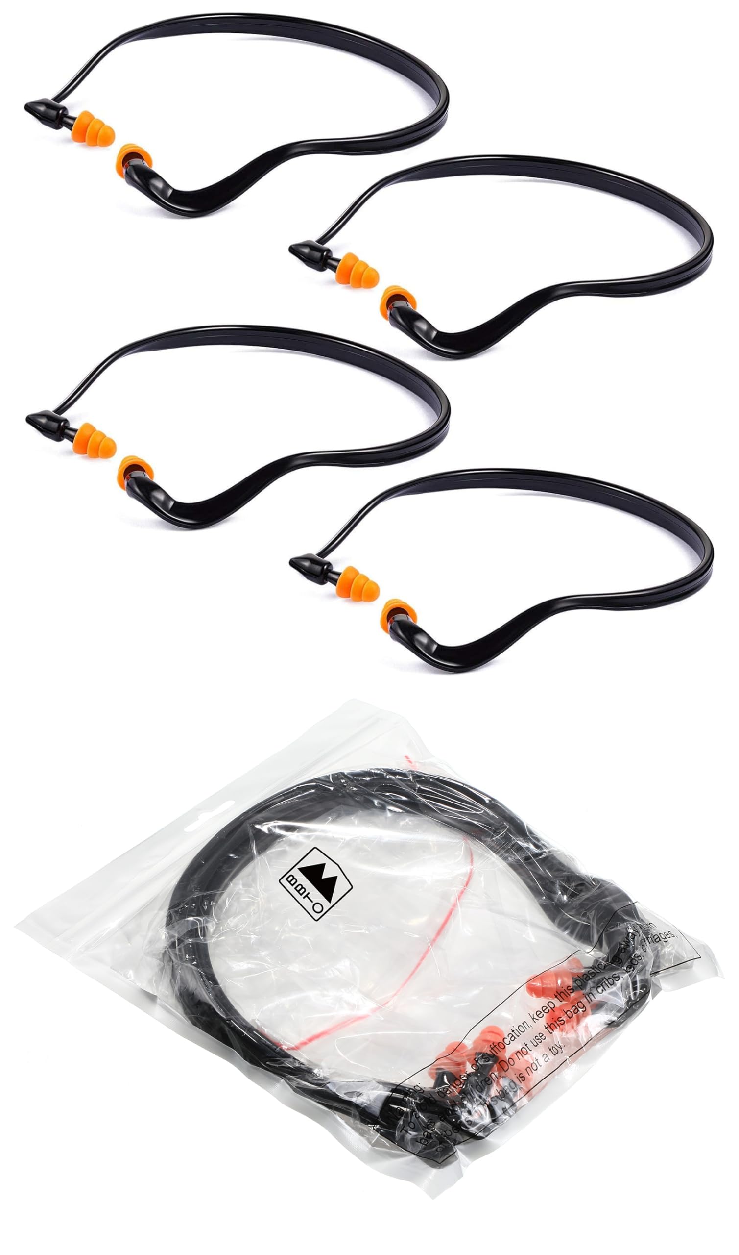 BBTO Banded Earplugs for Shooting Range Band Ear Plugs Lightweight Silicone Earplugs for Hearing Protection, Noise Reduction, Work, Construction, Sleeping, Concerts, Sports Racing(Orange,4 Pcs)
