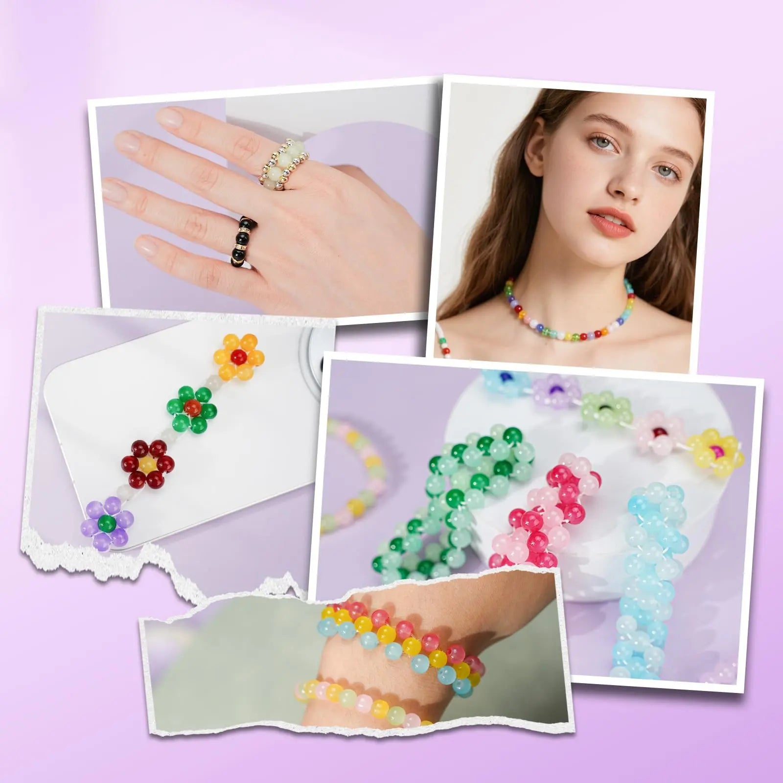 Sunlode Glass Beads for Bracelets 1400pcs Bracelet Making Kit 6mm Glass Bead for Jewelry Making Bracelet Beads 24 Colors Crystal Beads Adult Jewelry Making Supplies Round Glass Beads for Crafts