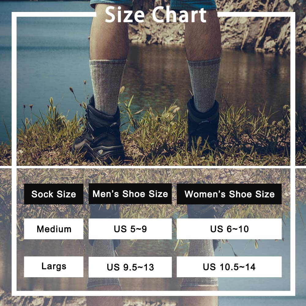 Time May Tell Mens Merino Wool Hiking Cushion Socks Thermal Warm Crew Winter Boot Socks Pack (Brown(2 pairs), US Size 9-13)