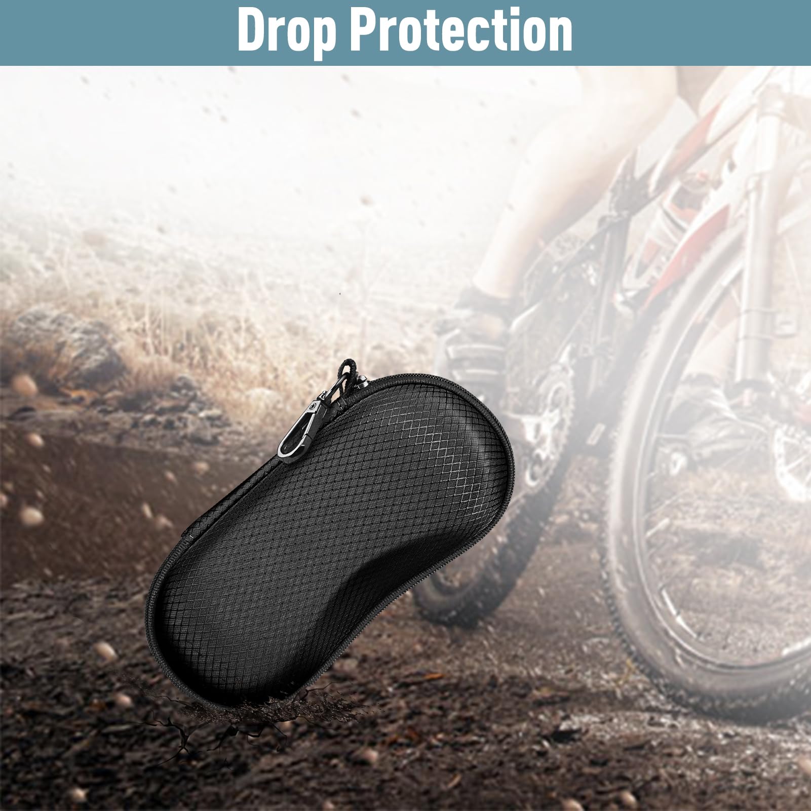 Fintie Sunglasses Case, Hard EVA Shell Shockproof Sport Glasses Case with Metal Carabiner Travel Zipper Eyeglasses Holder, Black