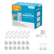 Vmaisi Selbstklebende magnetische Schrankschlösser (12 Schlösser und 2 Schlüssel)