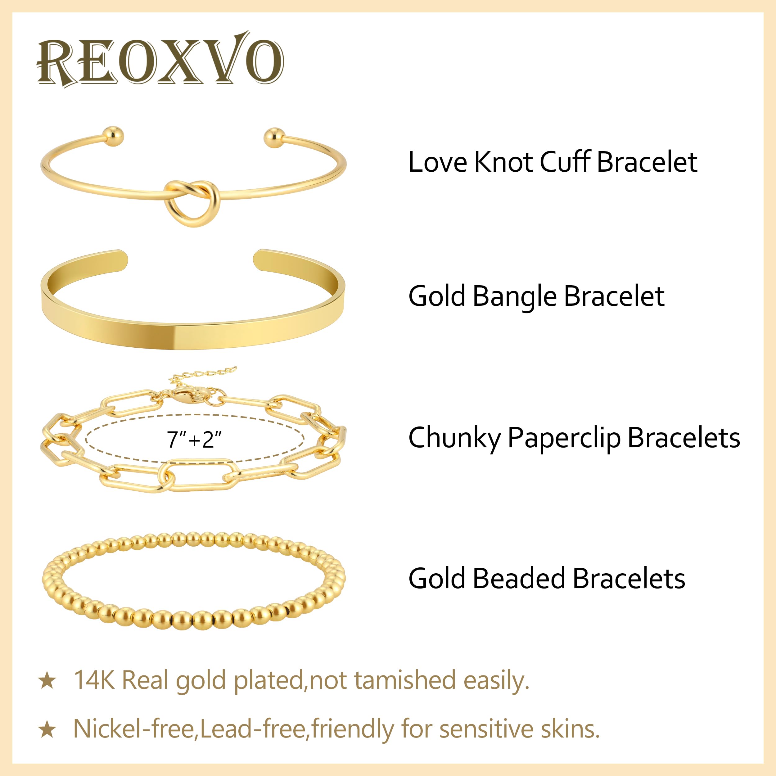Gold Bangle Cuff Bracelets for Women Stack 14K Gold Plated Non Tarnish Bracelet Set Dainty Waterproof Jewelry for Women Trendy