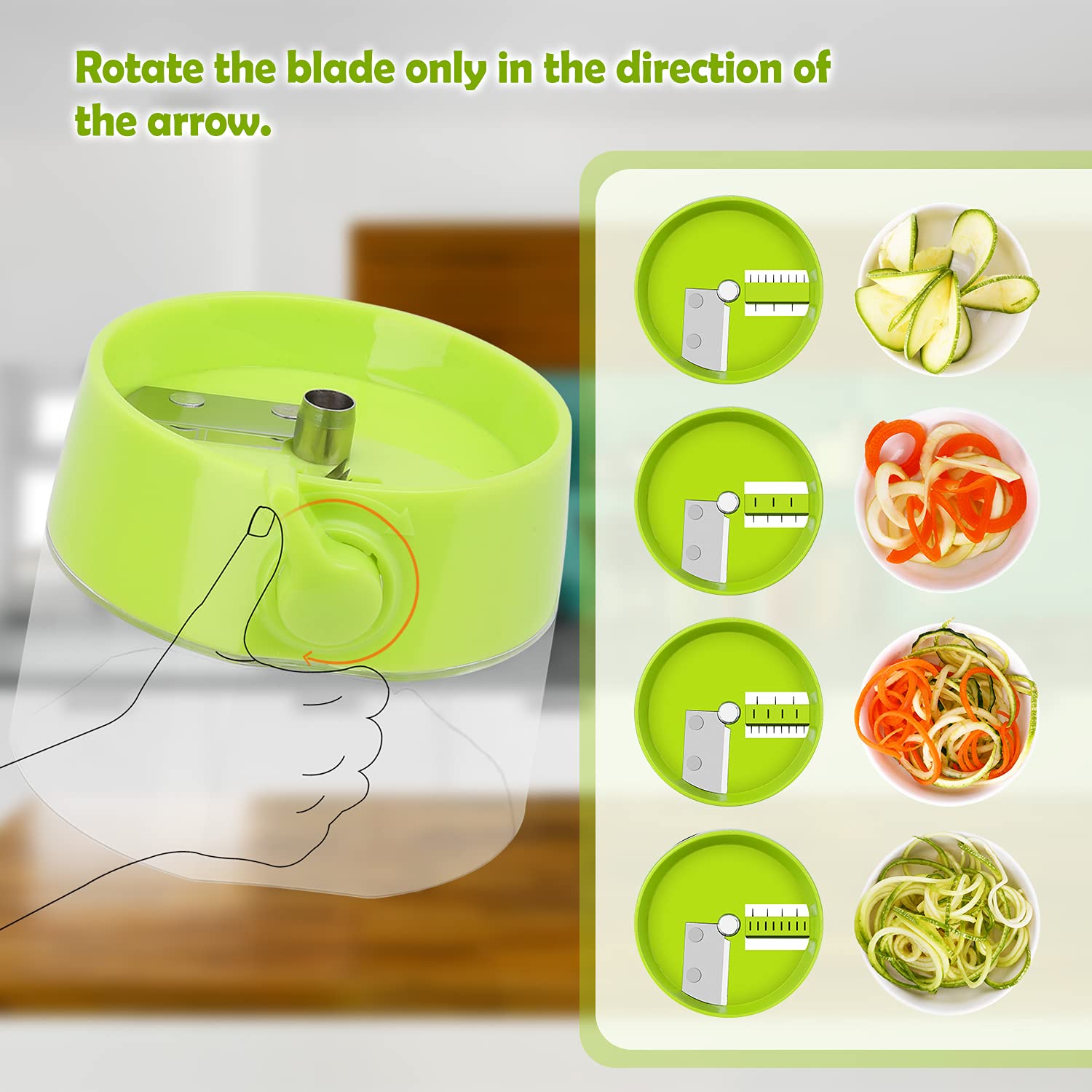 Spiralizer for Veggies, 4 in 1 Zoodles Zucchini Noodle Maker, Zucchini Spiralizer for Veggies Noodles