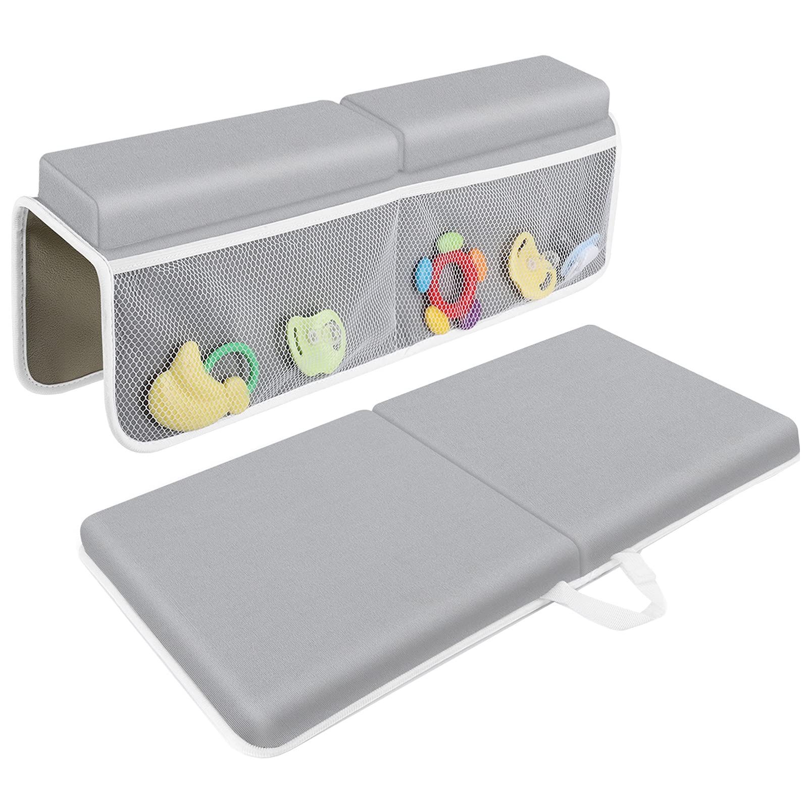 JJGoo Bath Kneeler with Elbow Rest Pad Set, 1.5 inch Kneeling Pad Mat for Bathtub - Gray