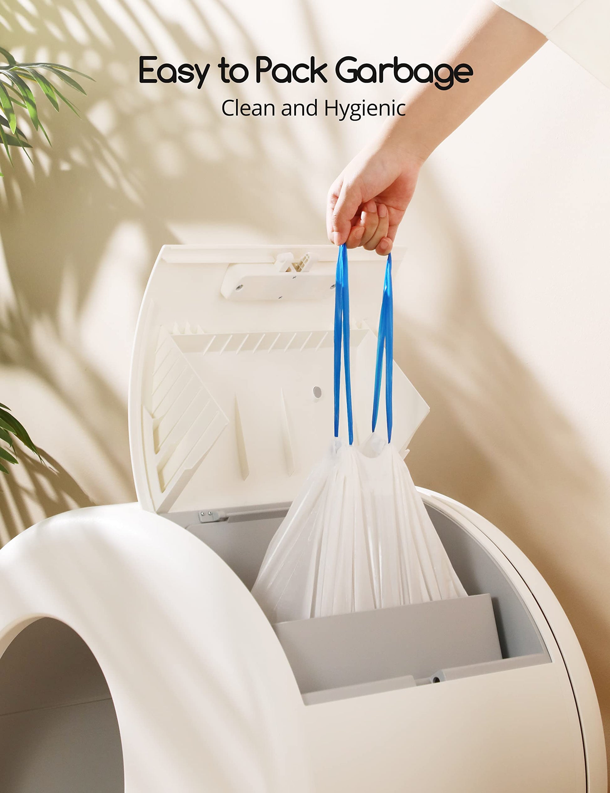 MeoWant Cat Litter Box Liners, Drawstring Receptacles Bags Thickened Waste Bag for MeoWant MW-SC01/MW-SC02 Automatic Cat Litter Box, 20pcs