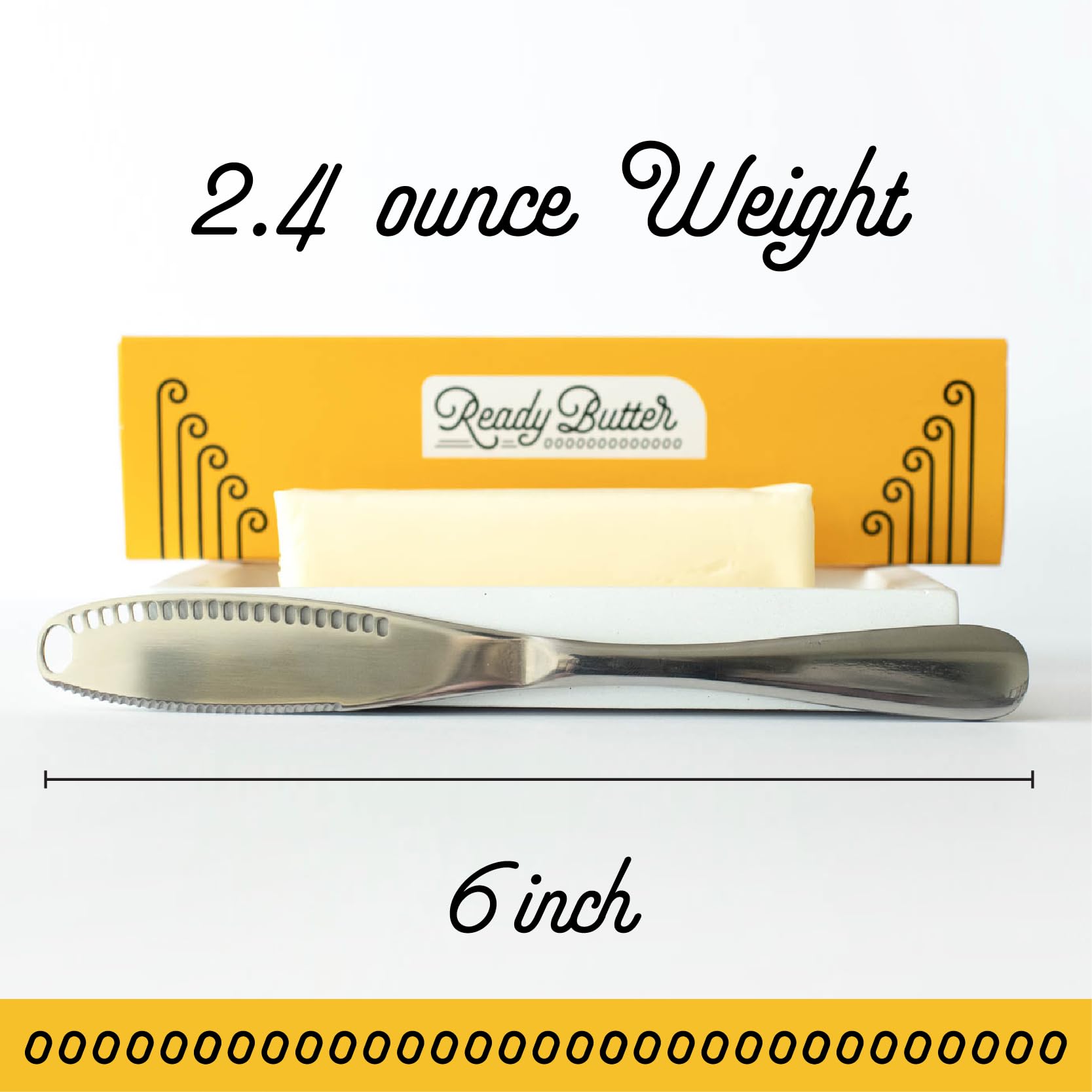 Houseify READY BUTTER 3-in-1 Butter Knife - Stainless Steel Serrated Knife With Holes in Blade - Cold Butter Spreader, Curler & Micro Grater - Dishwasher Safe