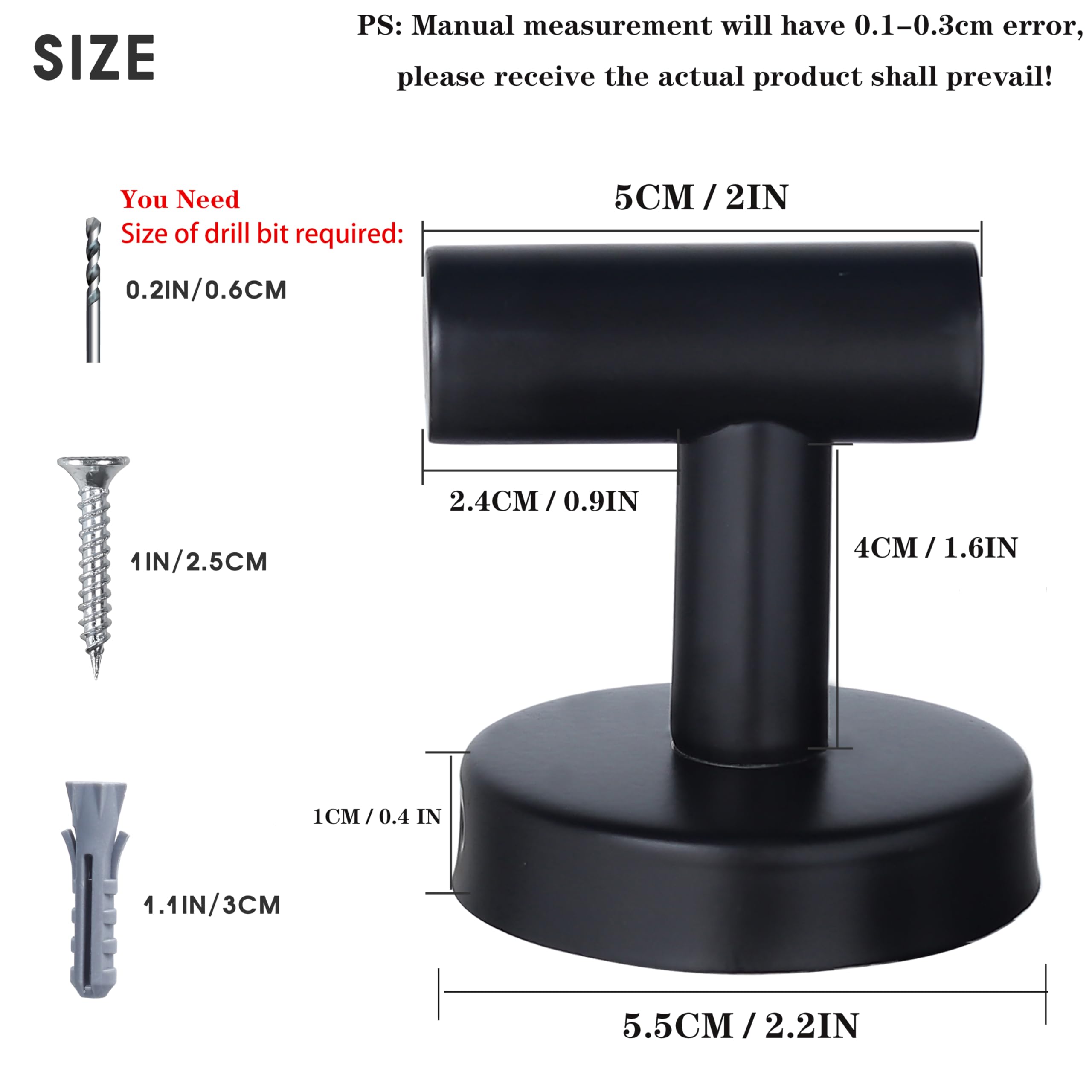 Towel Hooks Bathroom Coat Robe Wall Hook Heavy Duty Door Hanger Towel Robe Clothes Cabinet Closet Sponges Rack for Bathroom Bedroom Kitchen Hotel Pool 4 Packs Matte Black(Drilling Installation)