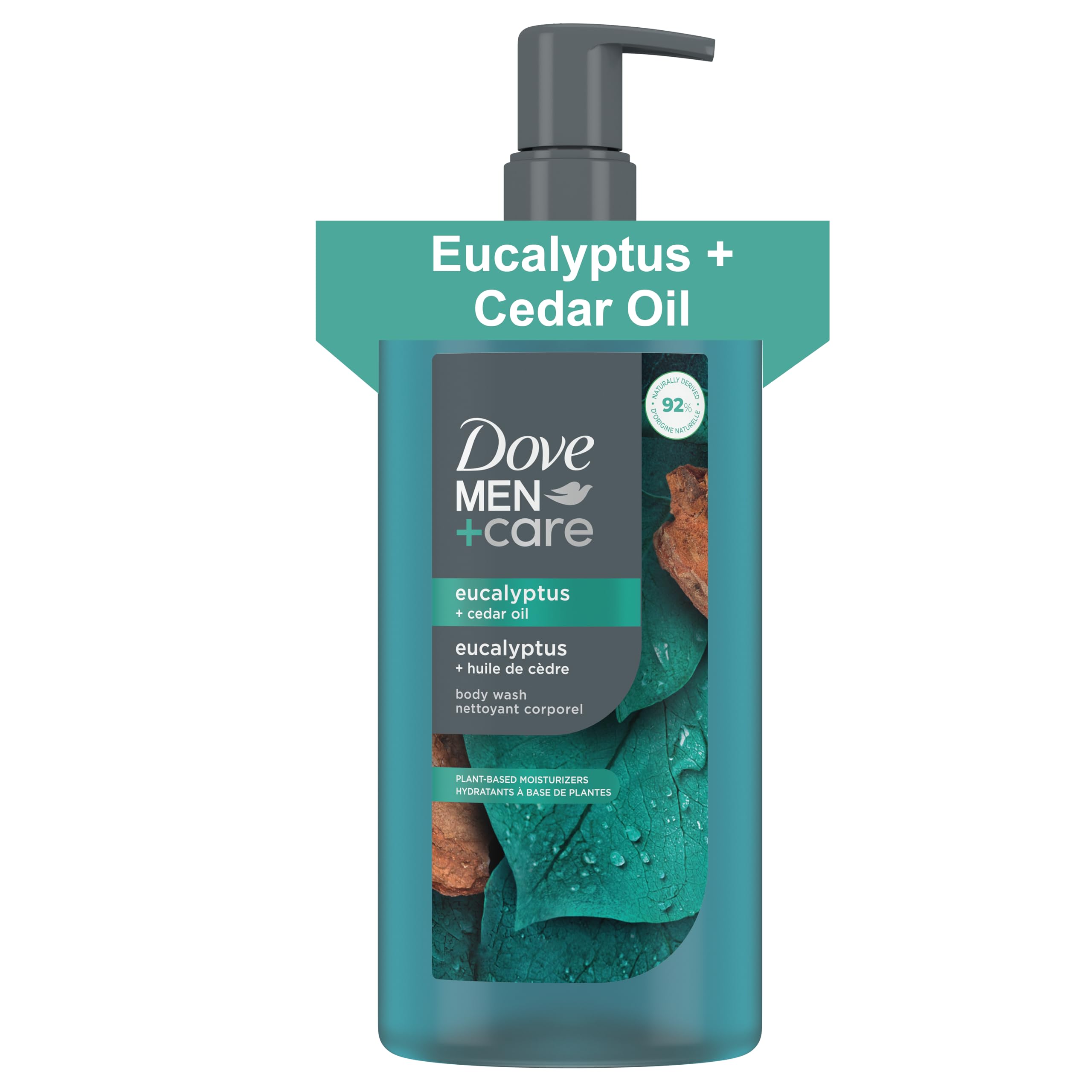 DOVE MEN + CARE Body Wash Eucalyptus & Cedar Oil Plant-Based Moisturizing Body Wash for Men, 26oz
