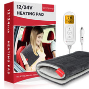 Comfytemp 12V/24V Car Electric Blanket for Back Pain Relief, 4 Heat Settings, 11 Auto-Off, Portable Mini Travel Blanket for Back Pain, Neck, Shoulders and Cramps Relief, 12" x 24" Washable