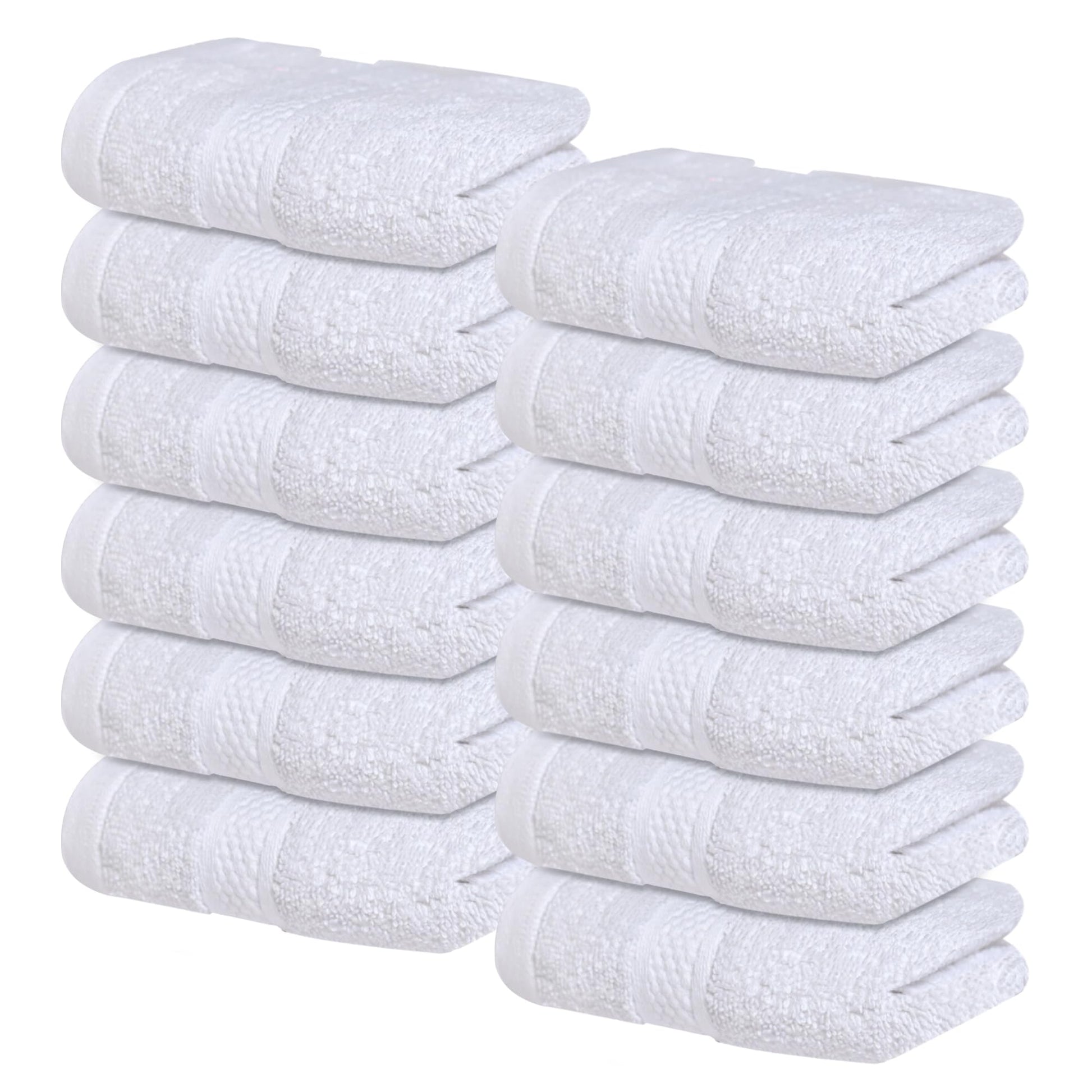 Infinitee Xclusives Luxury Wash Cloths for Showering [13x13] – 100% Cotton Washcloths [Pack of 12], Soft and Absorbent Face Towels for Bathroom Wash Clothes, Gym, and Spa (Brilliant White)