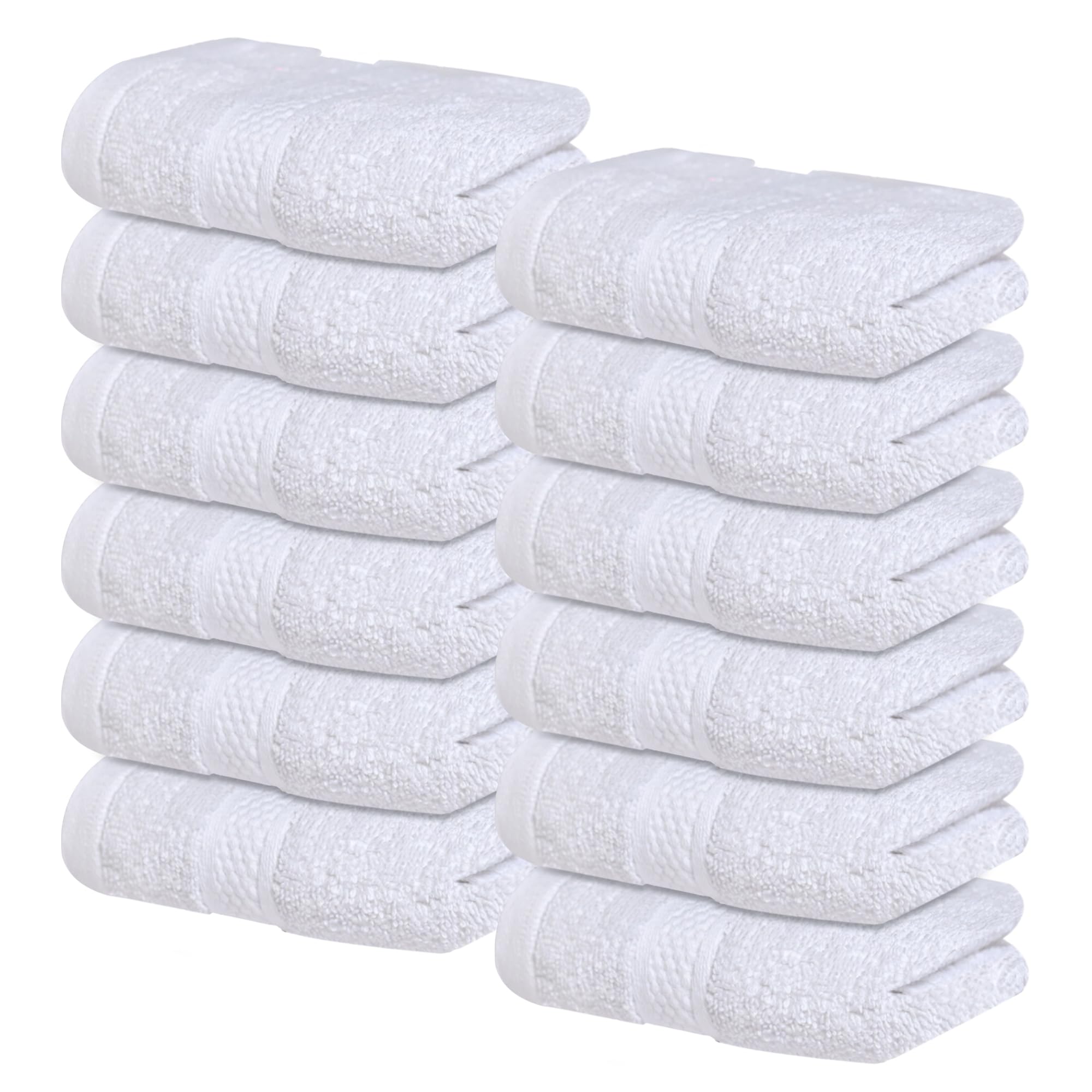 Infinitee Xclusives Luxury Wash Cloths for Showering [13x13] – 100% Cotton Washcloths [Pack of 12], Soft and Absorbent Face Towels for Bathroom Wash Clothes, Gym, and Spa (Brilliant White)