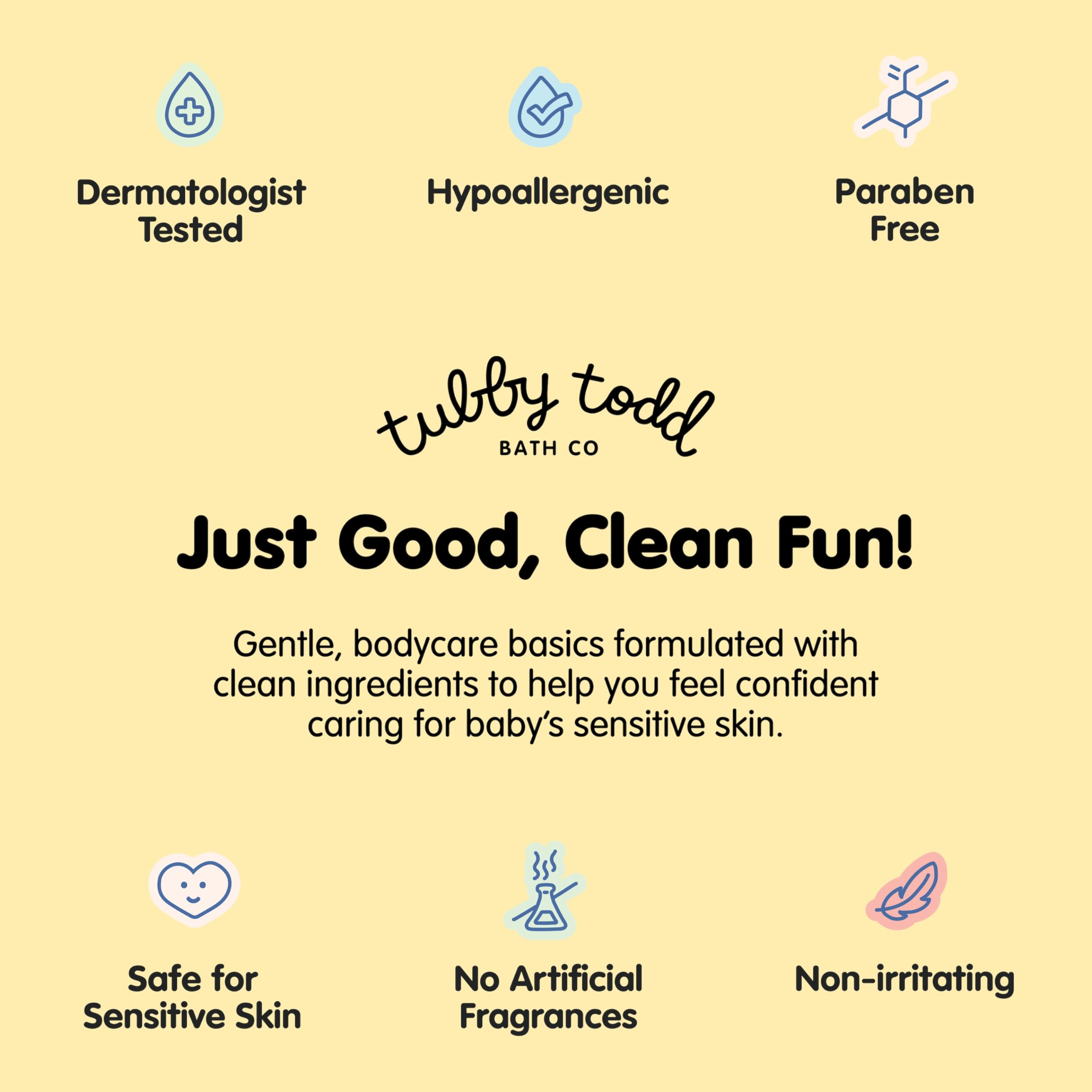 TUBBY TODD Baby Bundle Newborn Skin Care Set - Hypoallergenic Hair + Body Wash, All Over Ointment with Colloidal Oatmeal, Sweet Cheeks Diaper Paste - Fragrance Free, Standard Size