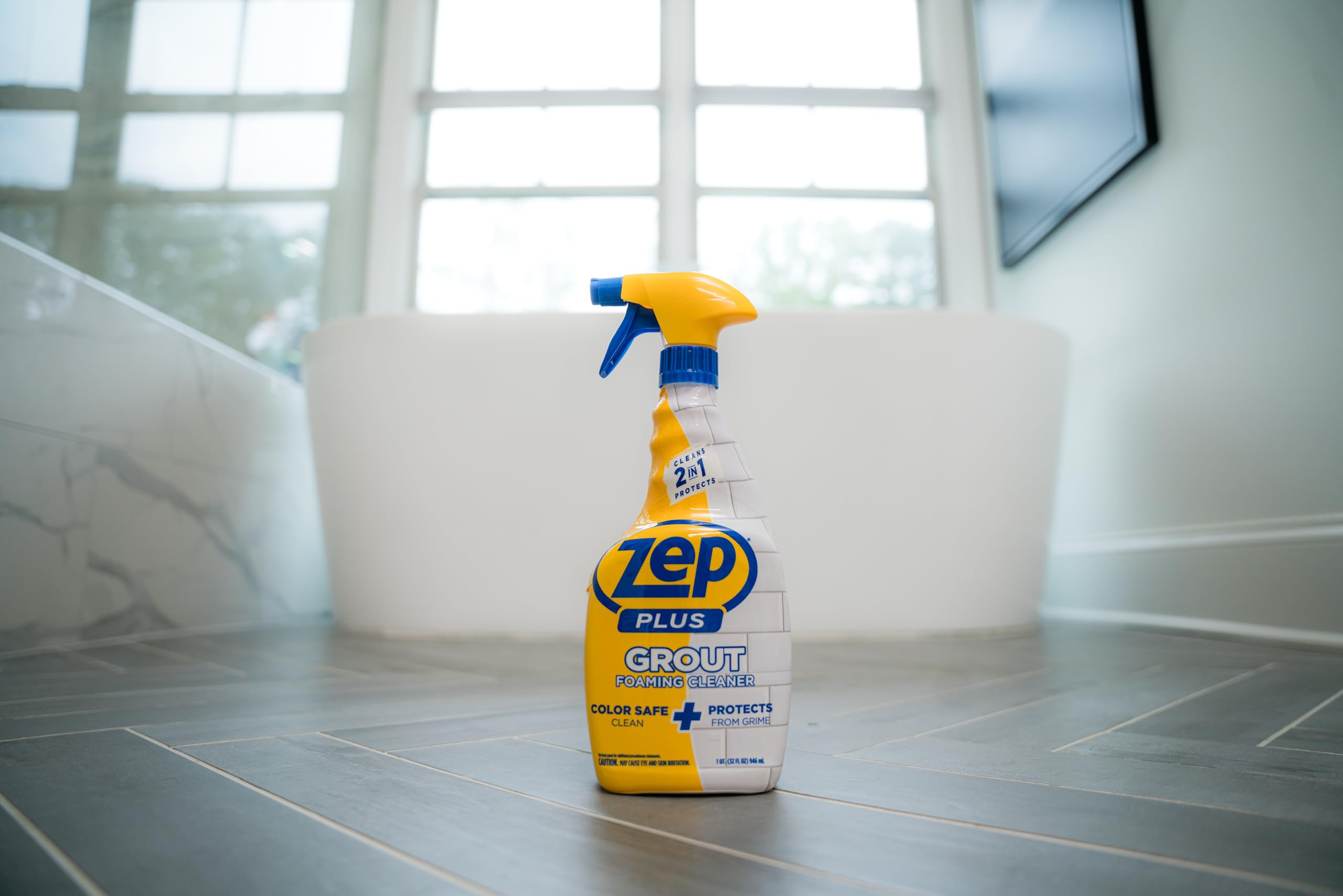 Zep Plus Grout Foaming Cleaner - 32 Fl OZ - R54212-2-in-1 benefits clean while protecting grout from water, dirt and grime