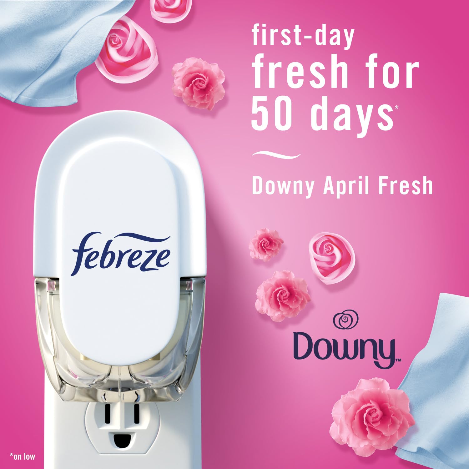 Febreze Odor-Fighting Fade Defy PLUG Air Freshener,Downy April Fresh, Mediterranean Lavender, .87 fl. oz. Oil Refills, 4 Refills (2 of Each)