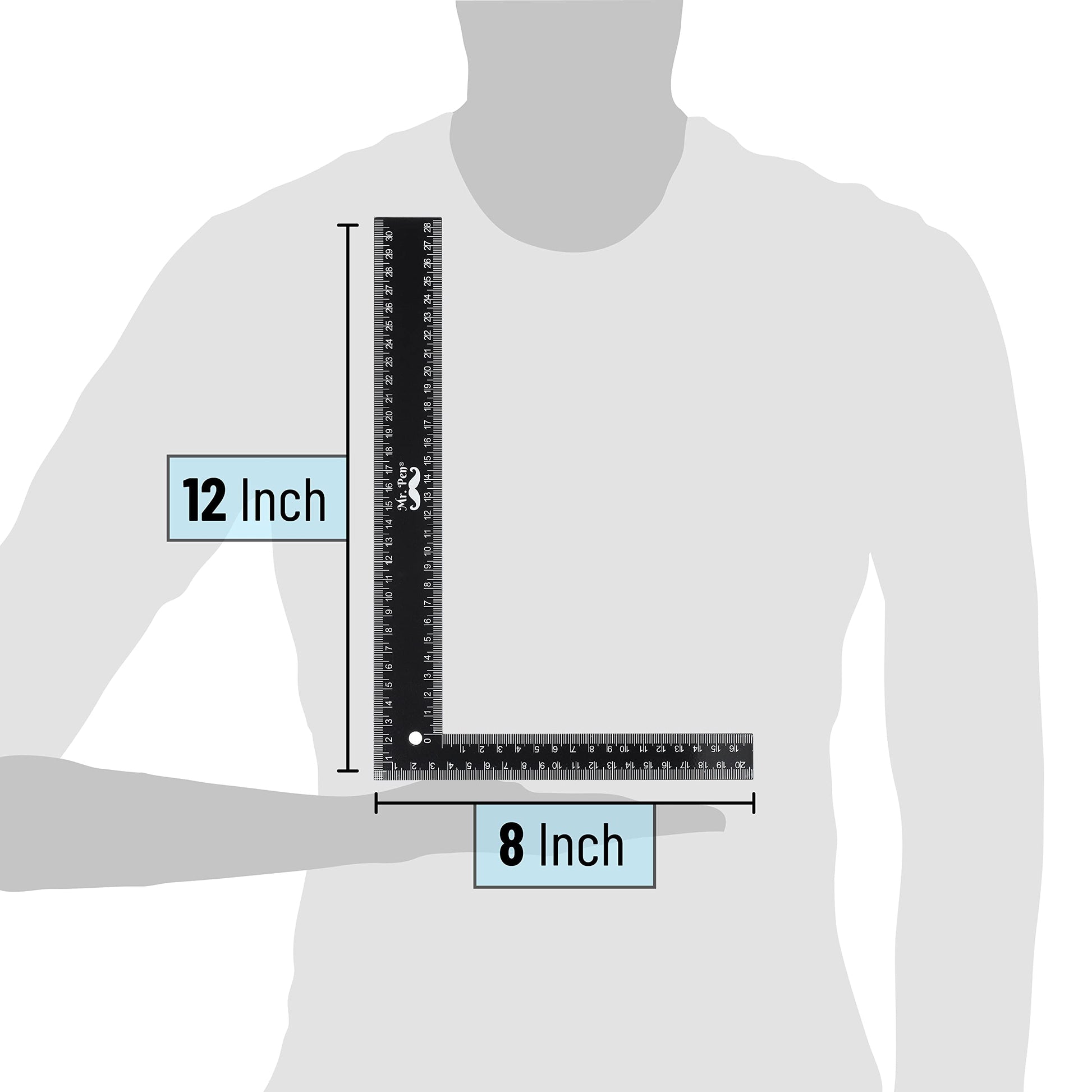 Mr. Pen- Carpenter Square, Framing Square, 8 inch x 12 inch , Carpenters Square , Right Angle Ruler, Framing Tools, L Shape Ruler, Metal Square, Steel Square