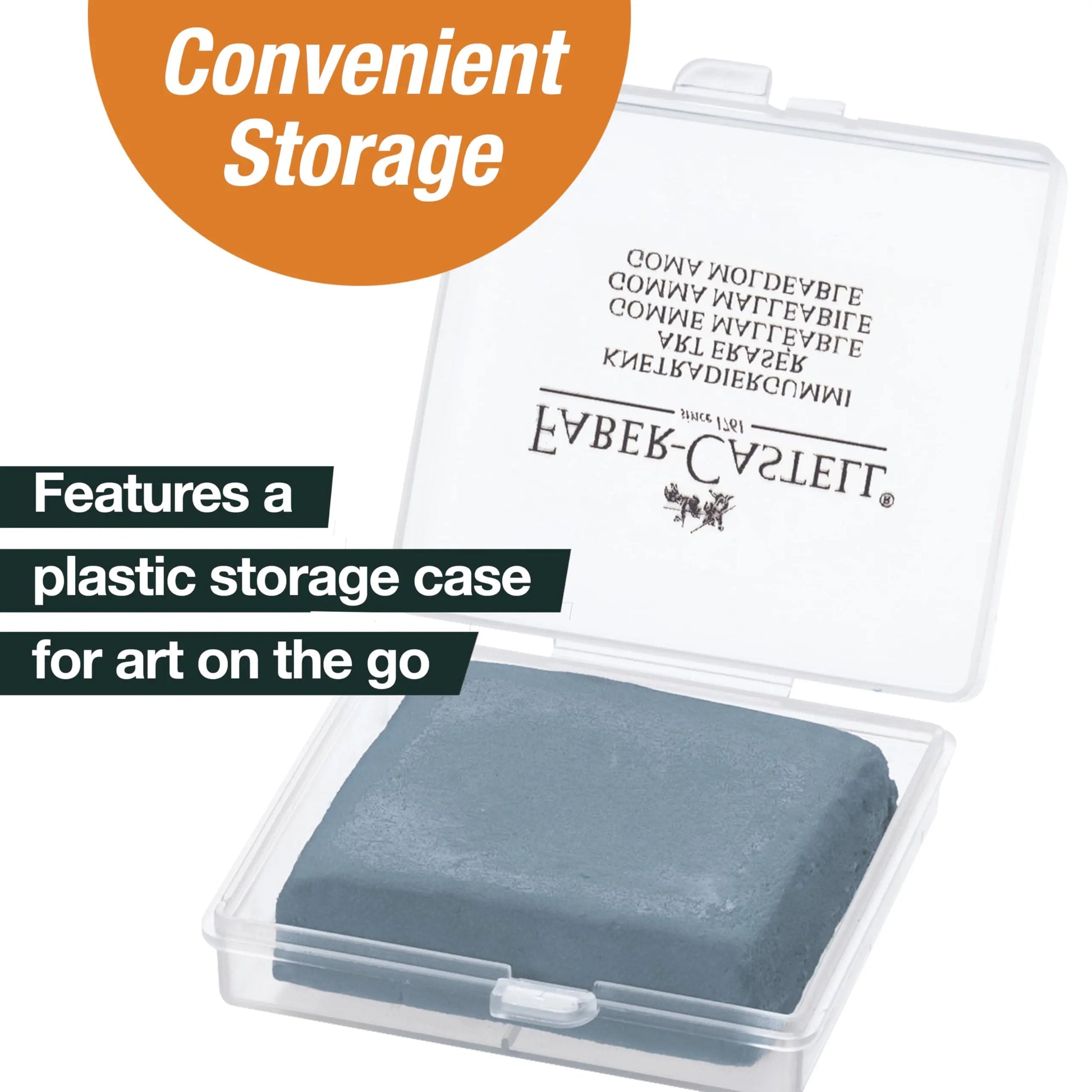 Faber-Castell Kneadable Eraser for Artists in Storage Case - Absorbent Kneaded Erasers, Art Eraser 1 Pack, Grey