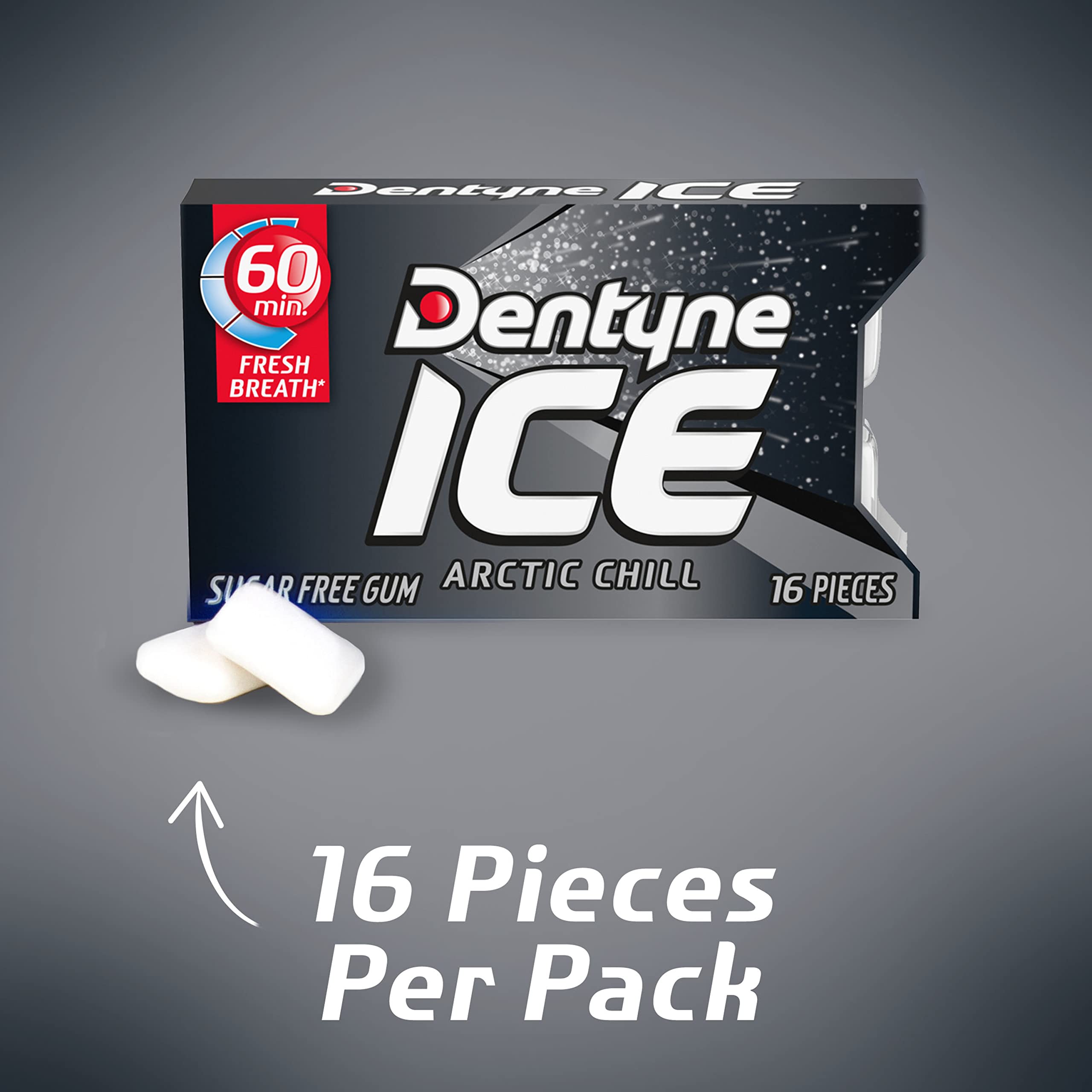 Dentyne Ice Arctic Chill Sugar-Free Chewing Gum, 9 Packs of 16 Pieces (144 Total Pieces)