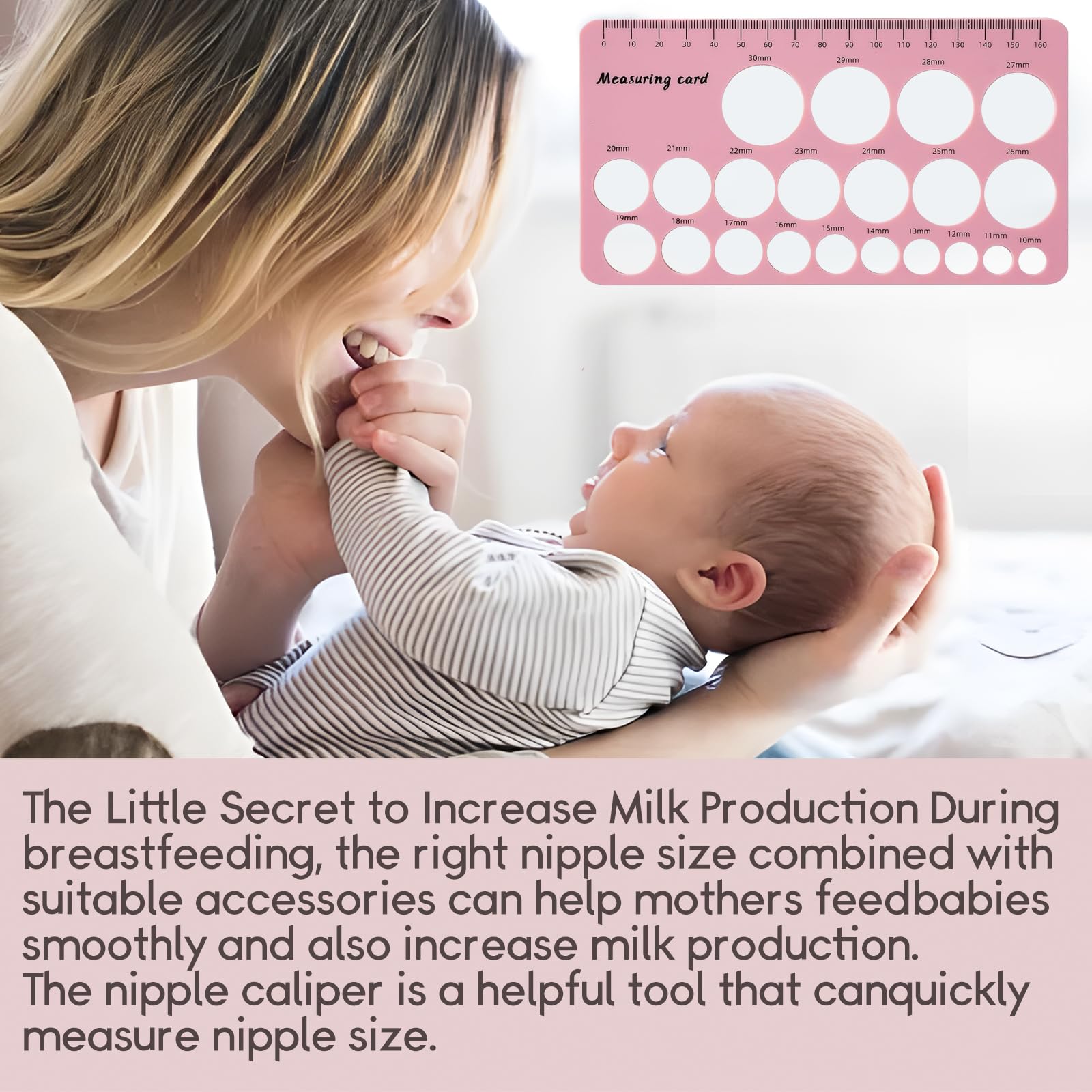 Luxemum Nipple Rulers, Flange Inserts Sizing Measurement Tool for Breast Pump, Soft Silicone Flange Size Measure, Nipple Measuring for New Mums/Women