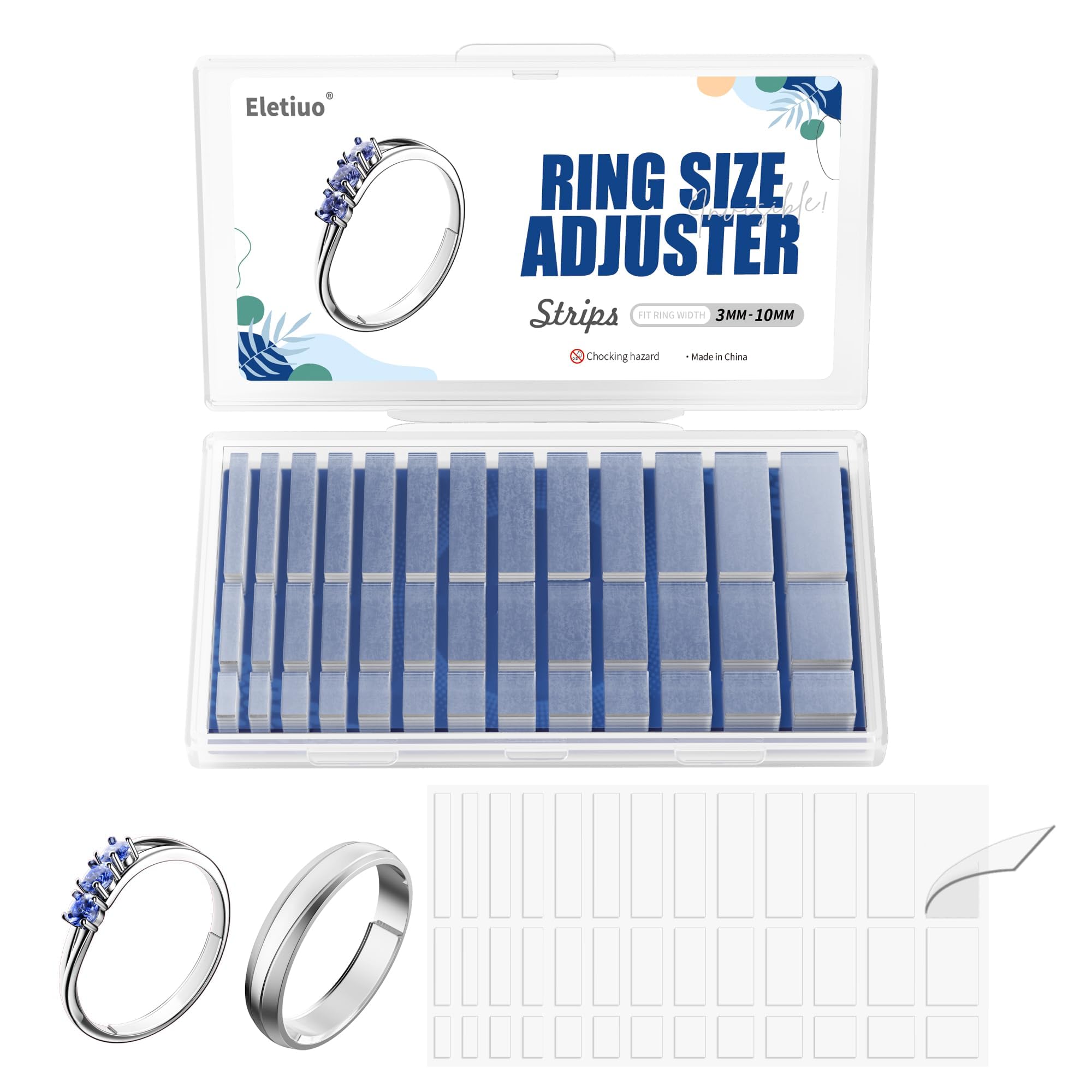 ELETIUO Invisible Ring Size Adjuster for Loose Rings,6 Sheets-234 Pcs Transparent Ring Size Reducer Tightener,Fitter for Wide Rings,Multiple sizers for Man and Woman