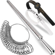 Ring Sizer Measuring Tool Kit, Ring Mandrel Measurer, 27 PCS Premium Steel Measuring Ring Tool, US Ring Size 0-13, 2 PCS Reusable Finger Size 1-17 USA Rings Size with Magnified Glass