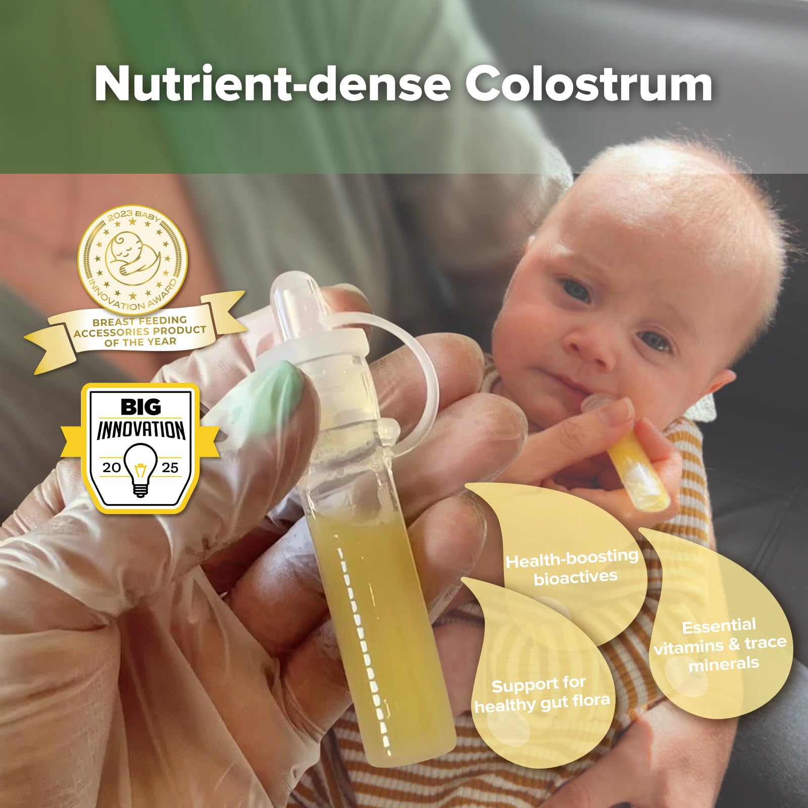 haakaa Colostrum Collector Kit Breast Milk Collector with Cotton Cloth Wipe and Storage Case, Ready-to-Use, Reusable, 4ml/6pcs