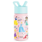 Simple Modern Kids Summit Water Bottle with Straw Lid | Disney Princess 14oz Stainless Steel Cup Insulated Tumbler for Girls, School | Princess Rainbows