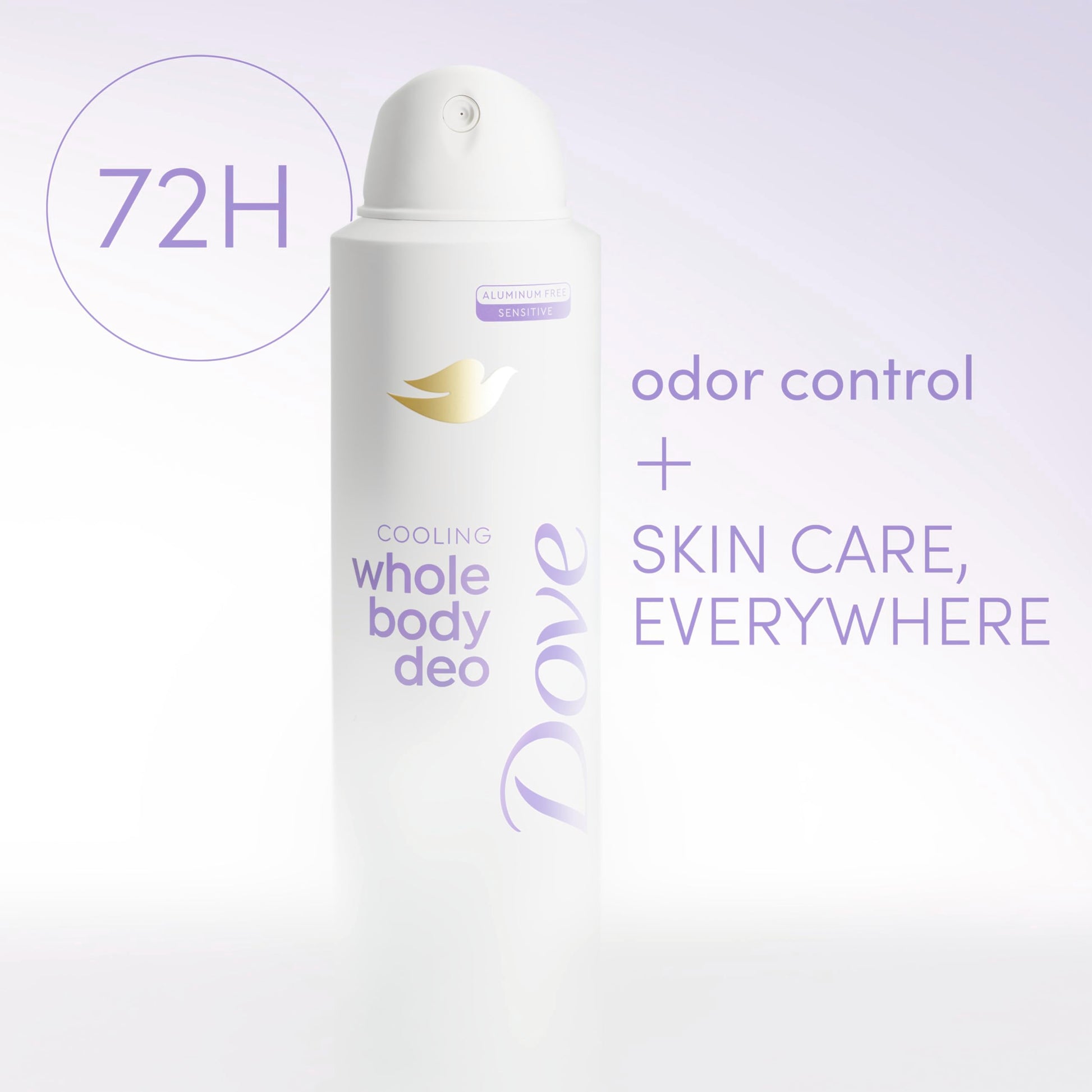 Dove Whole Body Deo Aluminum Free Invisible Spray Deodorant Coconut & Vanilla for 72h Odor Control 4 oz