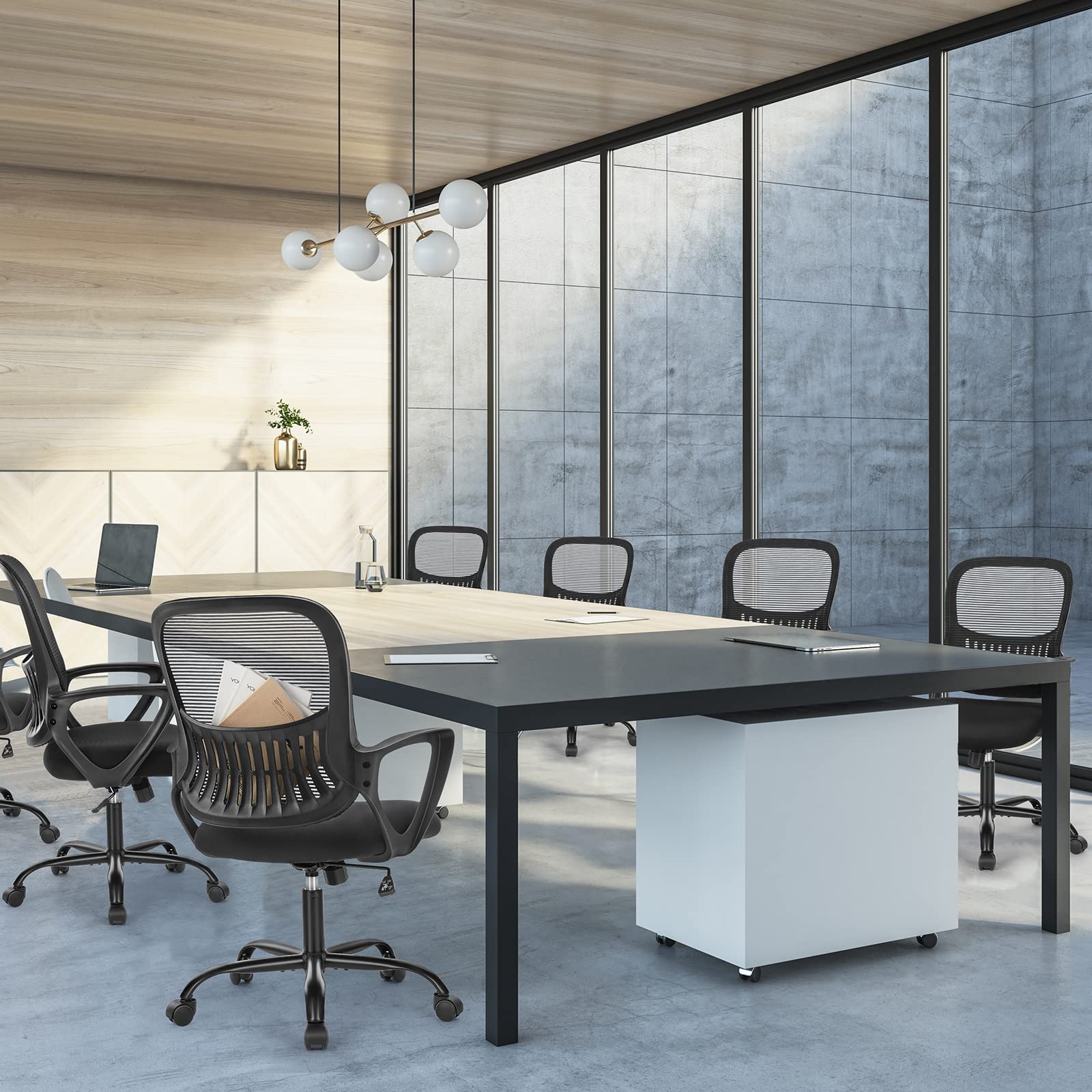 Sweetcrispy Home Office Ergonomic Mesh Executive Chair with Lumbar Support and Rolling Wheels, Computer Desk Adjustable Height Chair for Study