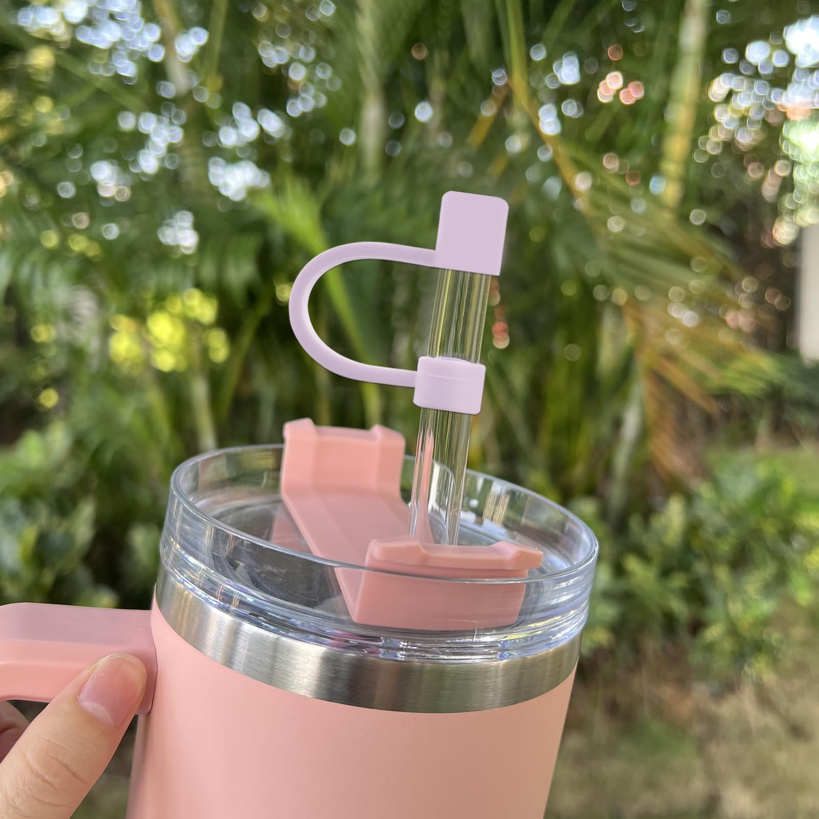 Velaco 5Pcs 0.4in/10mm Diameter Silicone Straw Covers Cap Compatible with Stanley 20 30&40 Oz Cup, Straw Toppers for Stanley 40 Oz Tumbler with Handle, Dust-Proof Straw Caps for Water Bottle