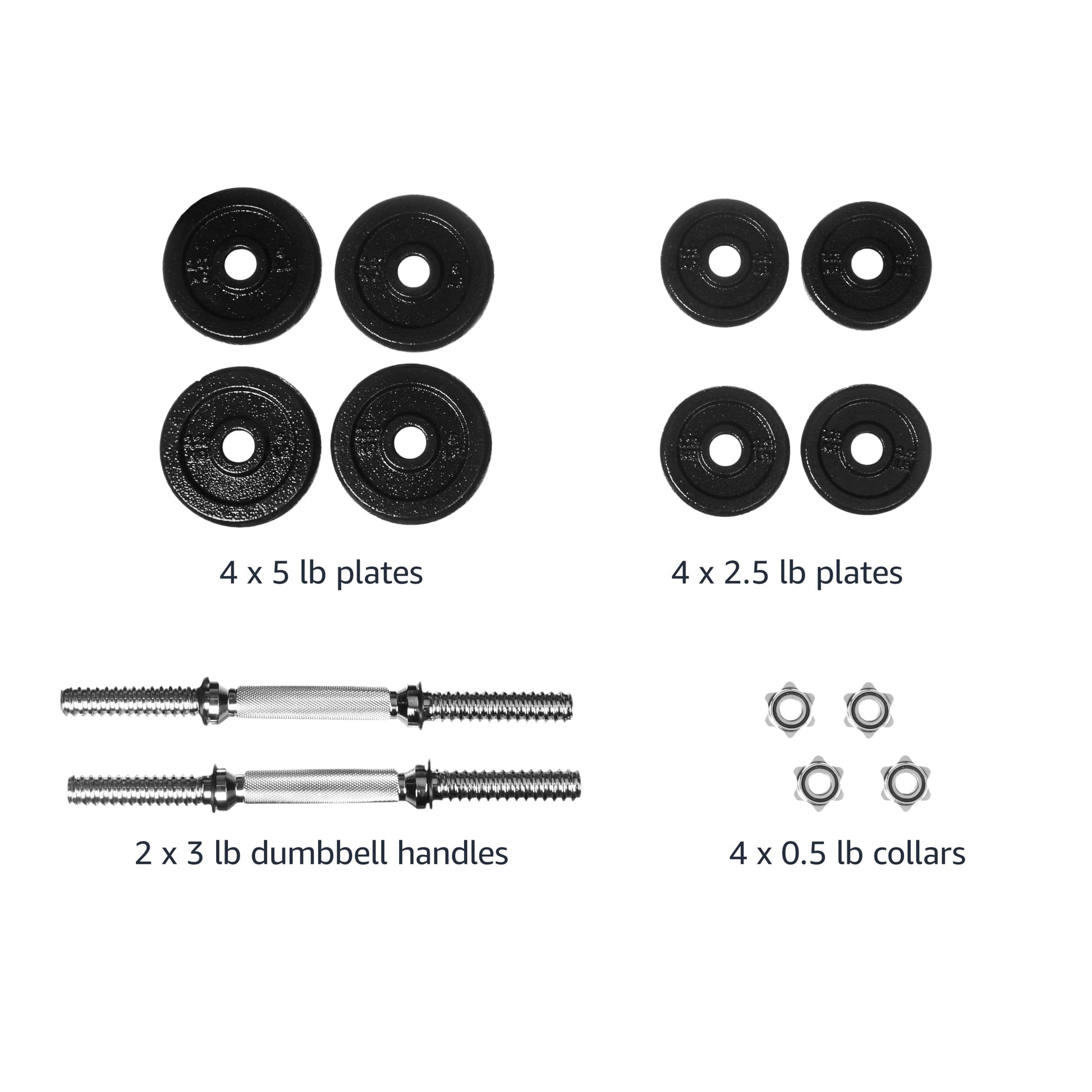 Amazon Basics Adjustable Dumbbell Hand Weight Set, 38 pound, Black