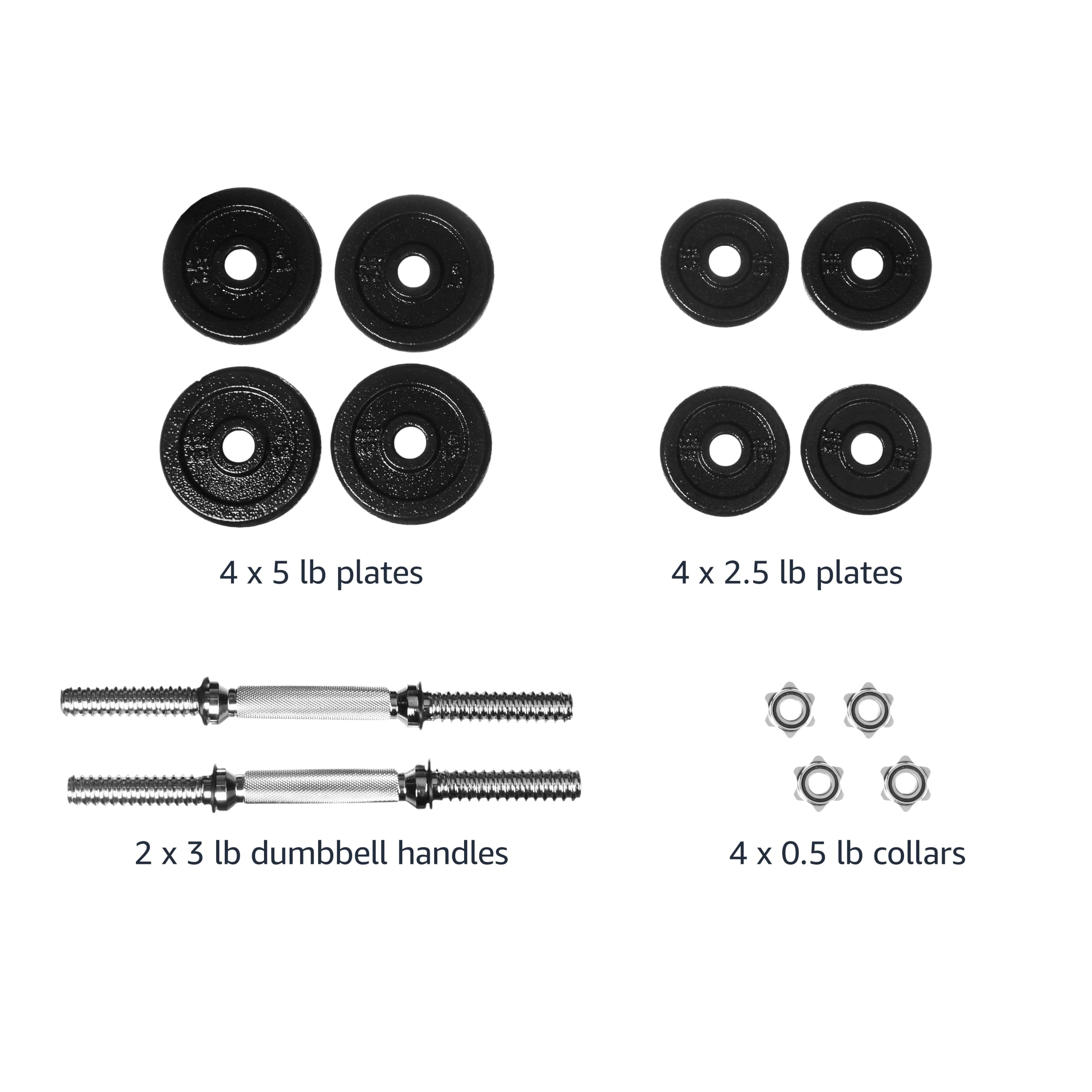 Amazon Basics Adjustable Dumbbell Hand Weight Set, 38 pound, Black