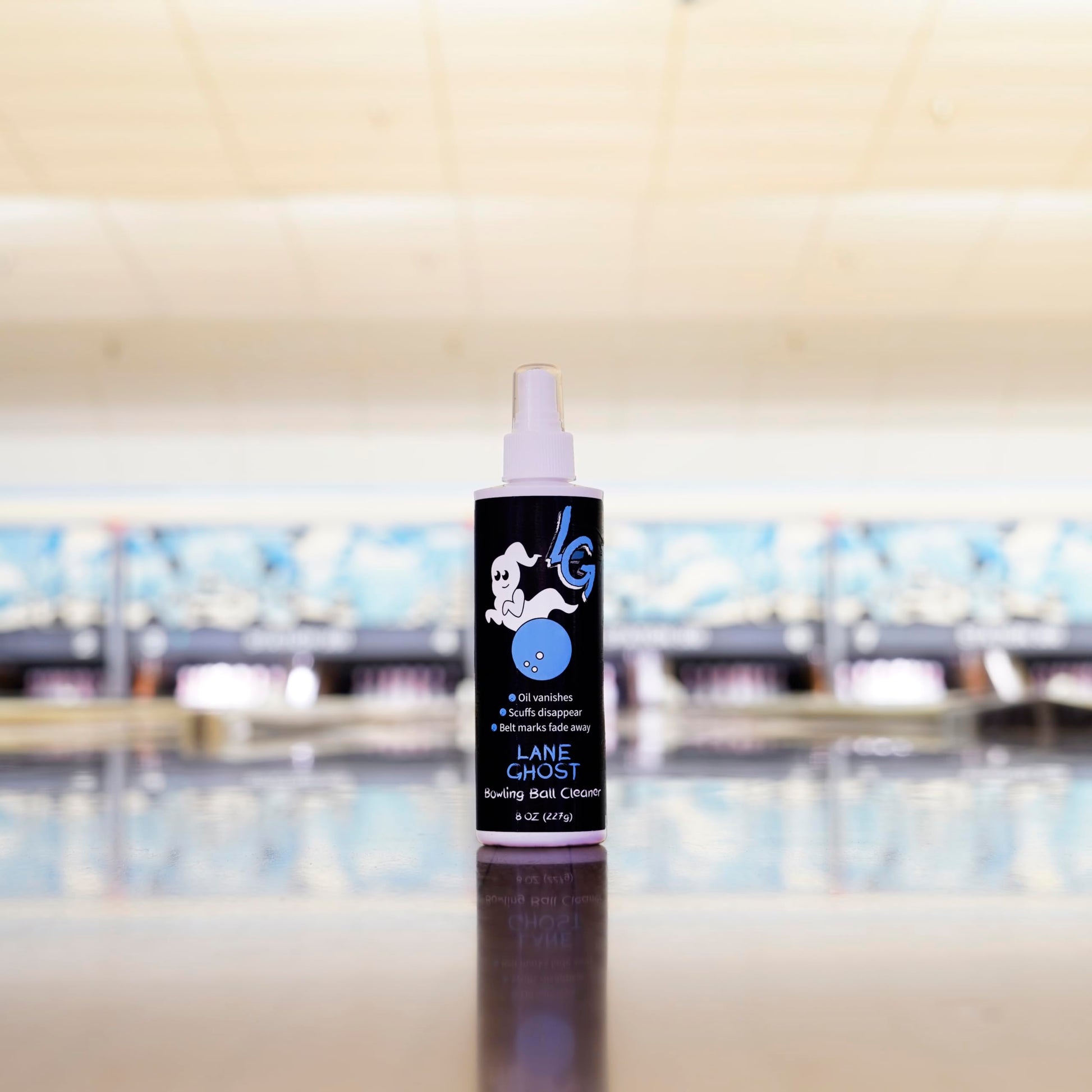 Lane Ghost Bowling Ball Cleaner Spray - USBC Approved - Oil, Scuff, and Belt Mark Cleaner - Restores Tack and Prolongs Lifespan of Ball