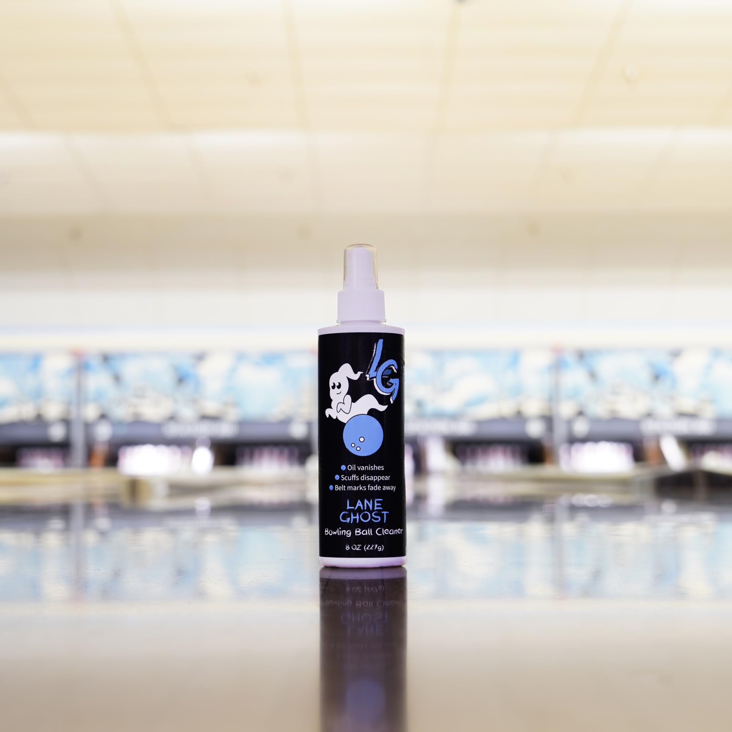 Lane Ghost Bowling Ball Cleaner Spray - USBC Approved - Oil, Scuff, and Belt Mark Cleaner - Restores Tack and Prolongs Lifespan of Ball