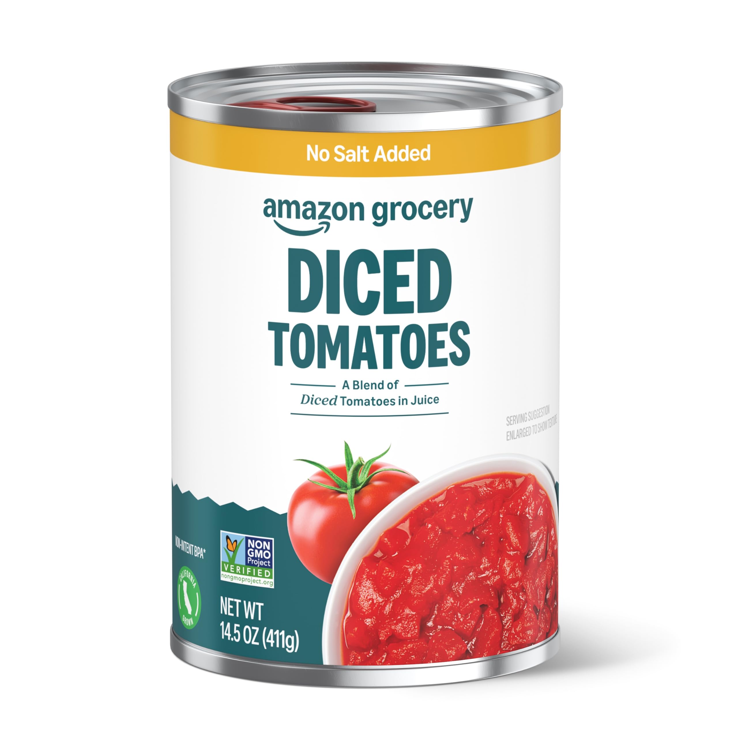 Grocery, Diced Tomatoes, No Salt Added, 14.5 Oz (Previously Fresh, Packaging May Vary)