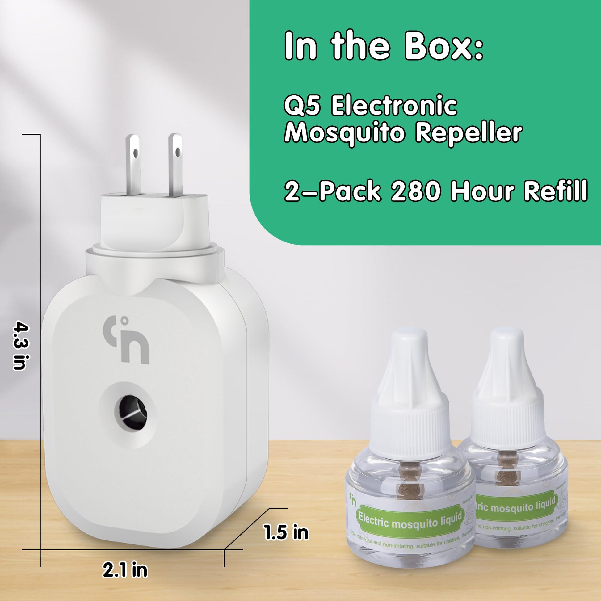 Ddrihlees Mosquito Repeller, Electronic Mosquito Repellent Plug in Indoor Use, Includes 2-Pack 280 Hr Repellent Refills, No Candles or Flames, DEET-Free, for Home, Bedroom, Office, Kitchen (White)