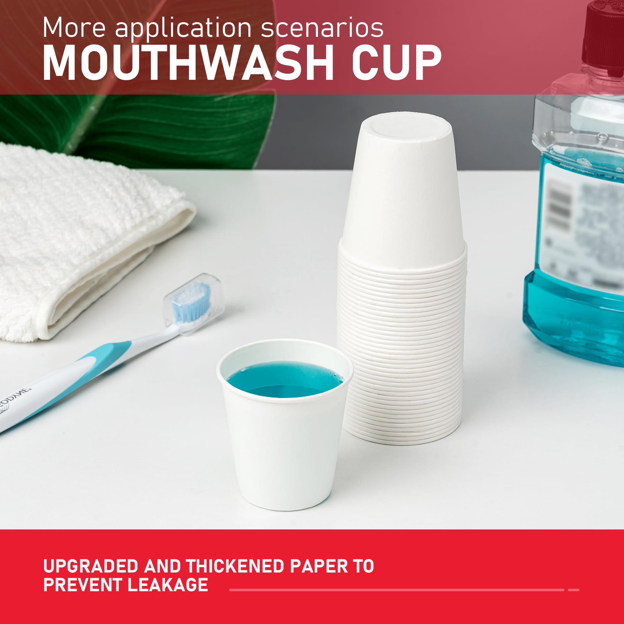 VPACKDUO 200 Pack 3 oz Bathroom Paper Cups, Small Bathroom Cups, Food-Safe Mouthwash Paper Cups, Leak-Free Small Disposable Coffee Cups for Daily Use, Travel and Camping